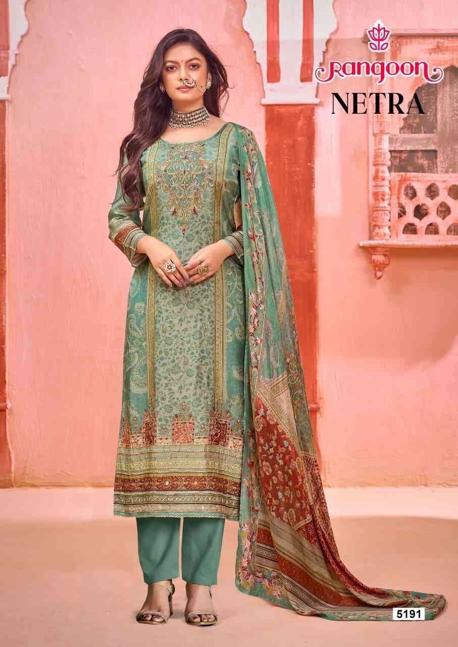 Netra By Rangoon 5191 To 5194 Series Beautiful Festive Suits Colorful Stylish Fancy Casual Wear & Ethnic Wear Pure Muslin Dresses At Wholesale Price