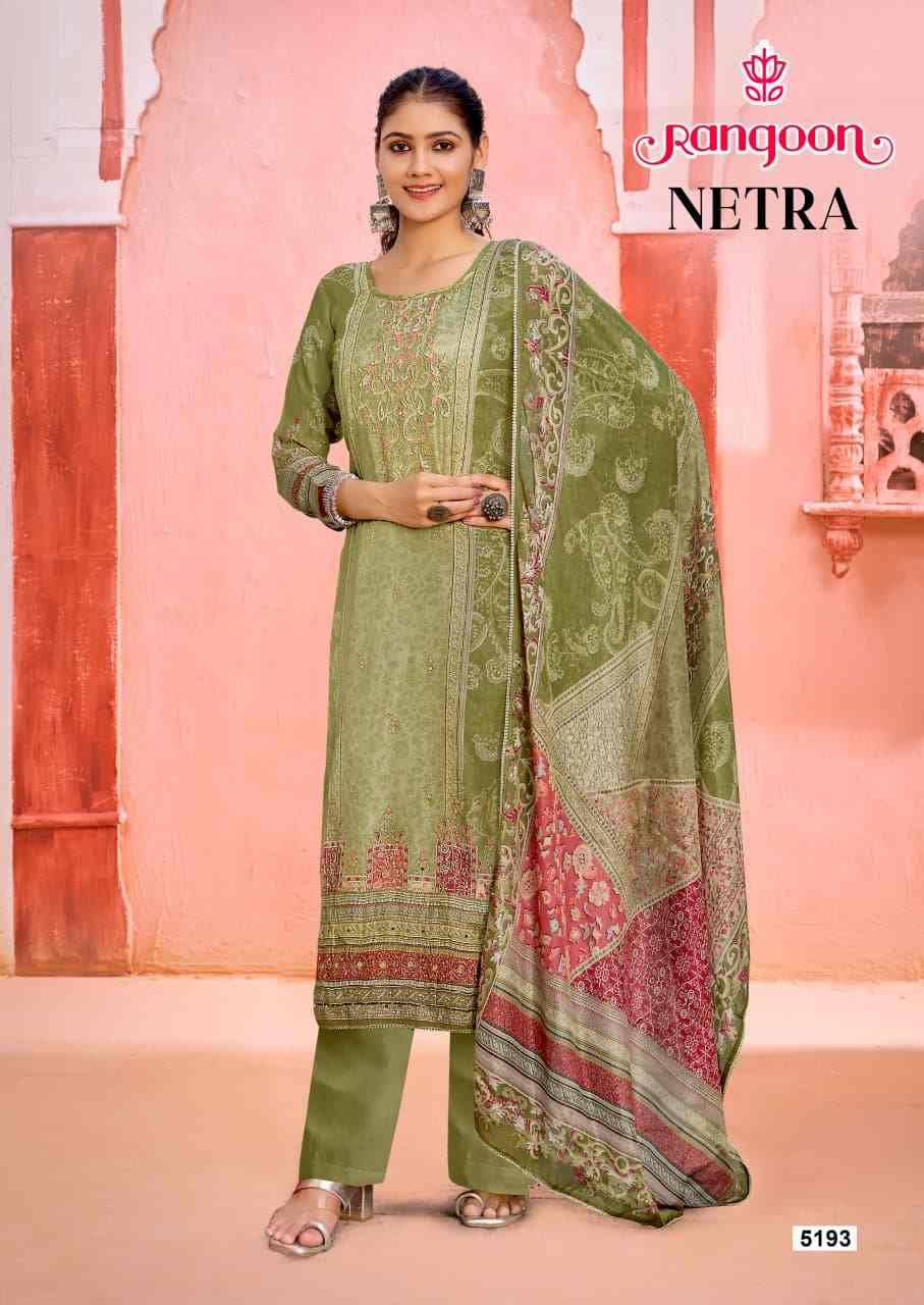 Netra By Rangoon 5191 To 5194 Series Beautiful Festive Suits Colorful Stylish Fancy Casual Wear & Ethnic Wear Pure Muslin Dresses At Wholesale Price