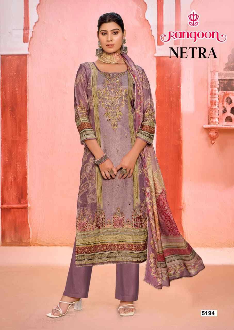 Netra By Rangoon 5191 To 5194 Series Beautiful Festive Suits Colorful Stylish Fancy Casual Wear & Ethnic Wear Pure Muslin Dresses At Wholesale Price