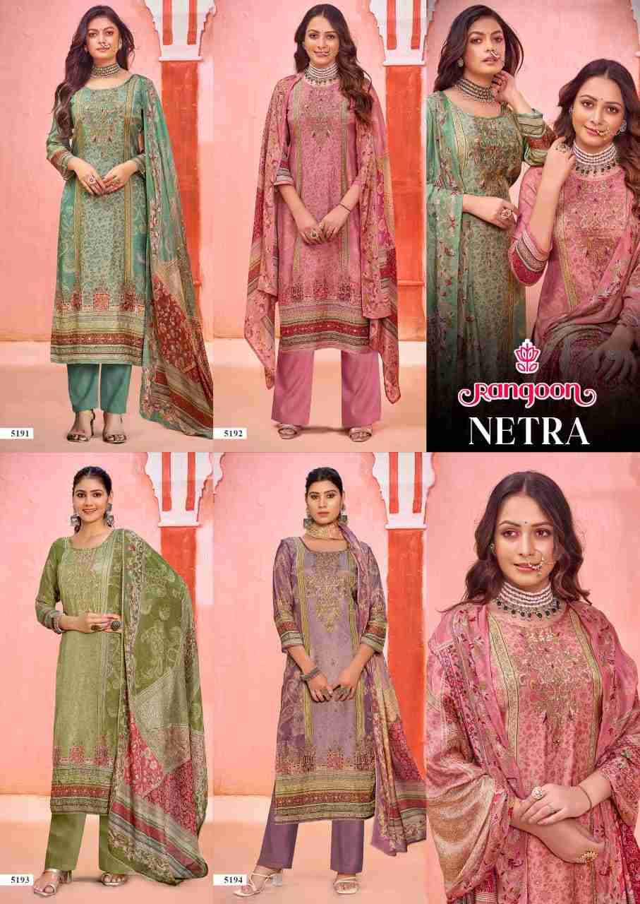 Netra By Rangoon 5191 To 5194 Series Beautiful Festive Suits Colorful Stylish Fancy Casual Wear & Ethnic Wear Pure Muslin Dresses At Wholesale Price