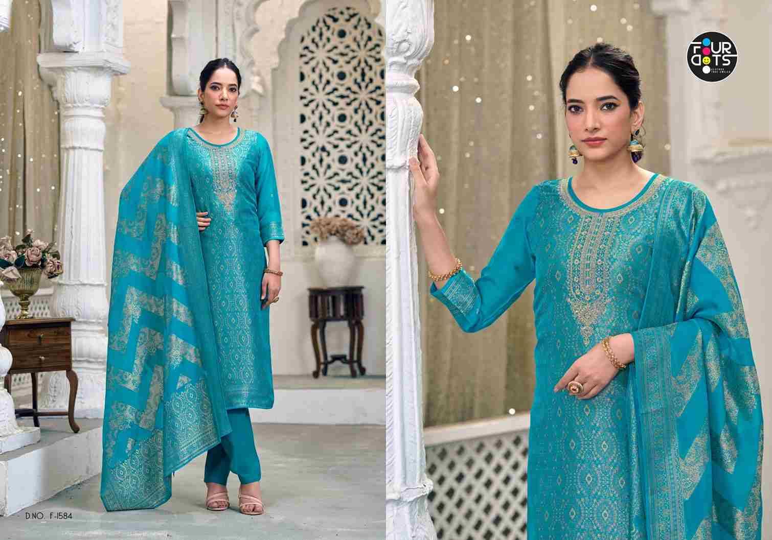 Lekha By Four Dots 1581 To 1584 Series Designer Stylish Fancy Colorful Beautiful Party Wear & Ethnic Wear Collection Organza Silk Jacquard Dresses At Wholesale Price