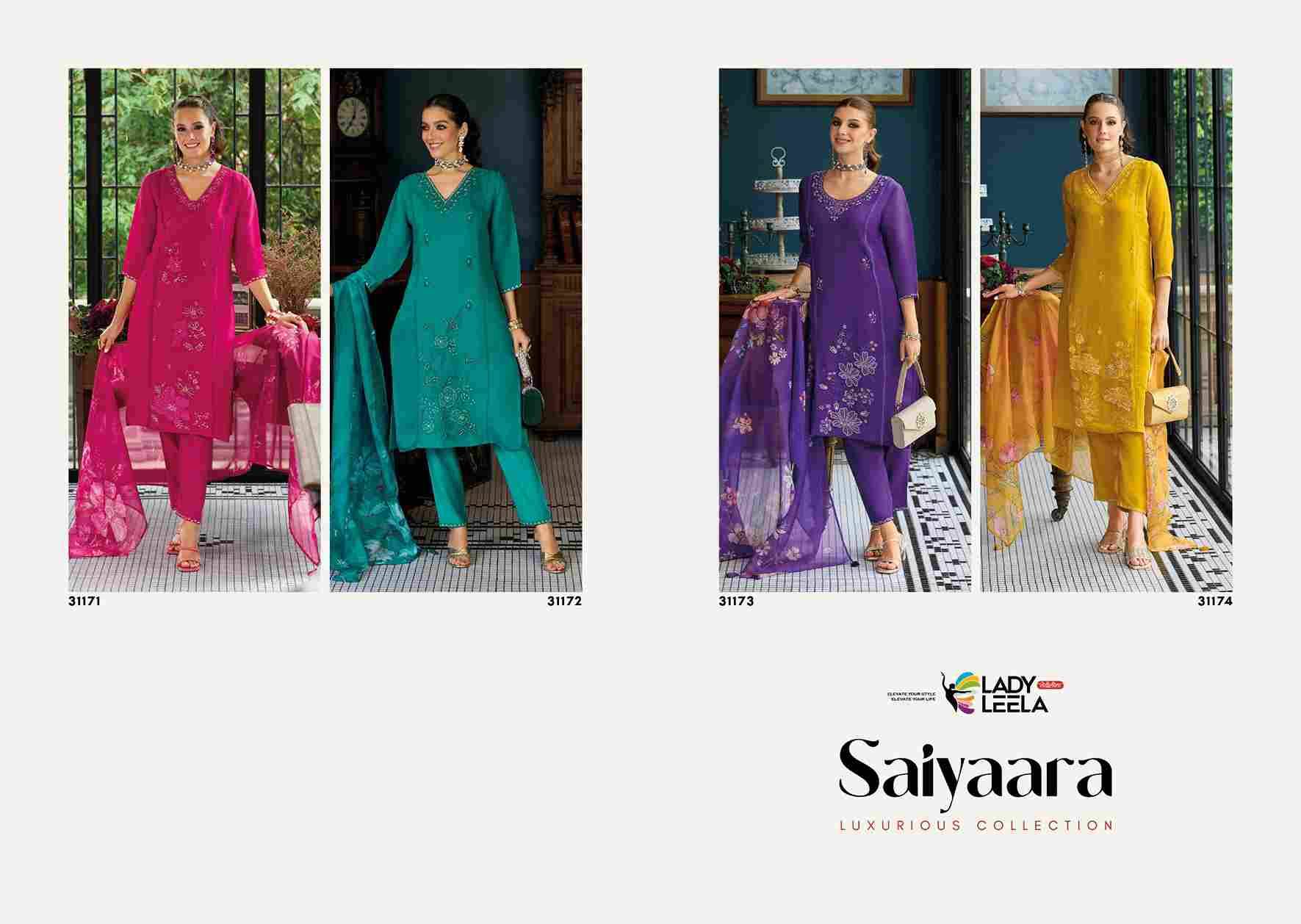 Saiyaara By Lady Leela 31171 To 31174 Series Beautiful Festive Suits Colorful Stylish Fancy Casual Wear & Ethnic Wear Pure Viscose Chanderi With Work Dresses At Wholesale Price