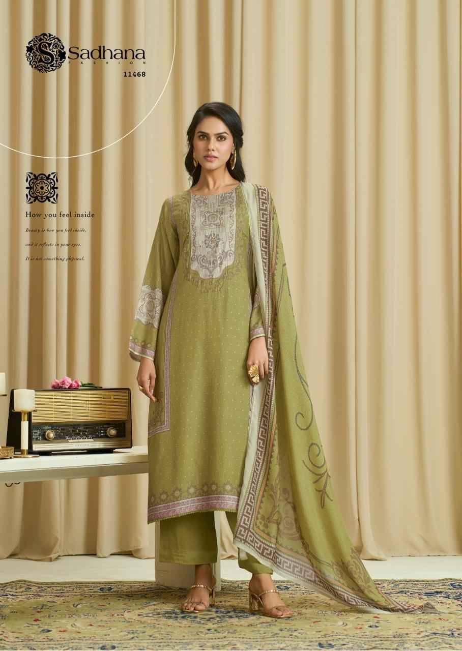 Ba-Dastoor By Sadhana Fashion 11464 To 11469 Series Designer Festive Suits Beautiful Fancy Stylish Colorful Party Wear & Occasional Wear Pure Muslin Silk Print Dresses At Wholesale Price