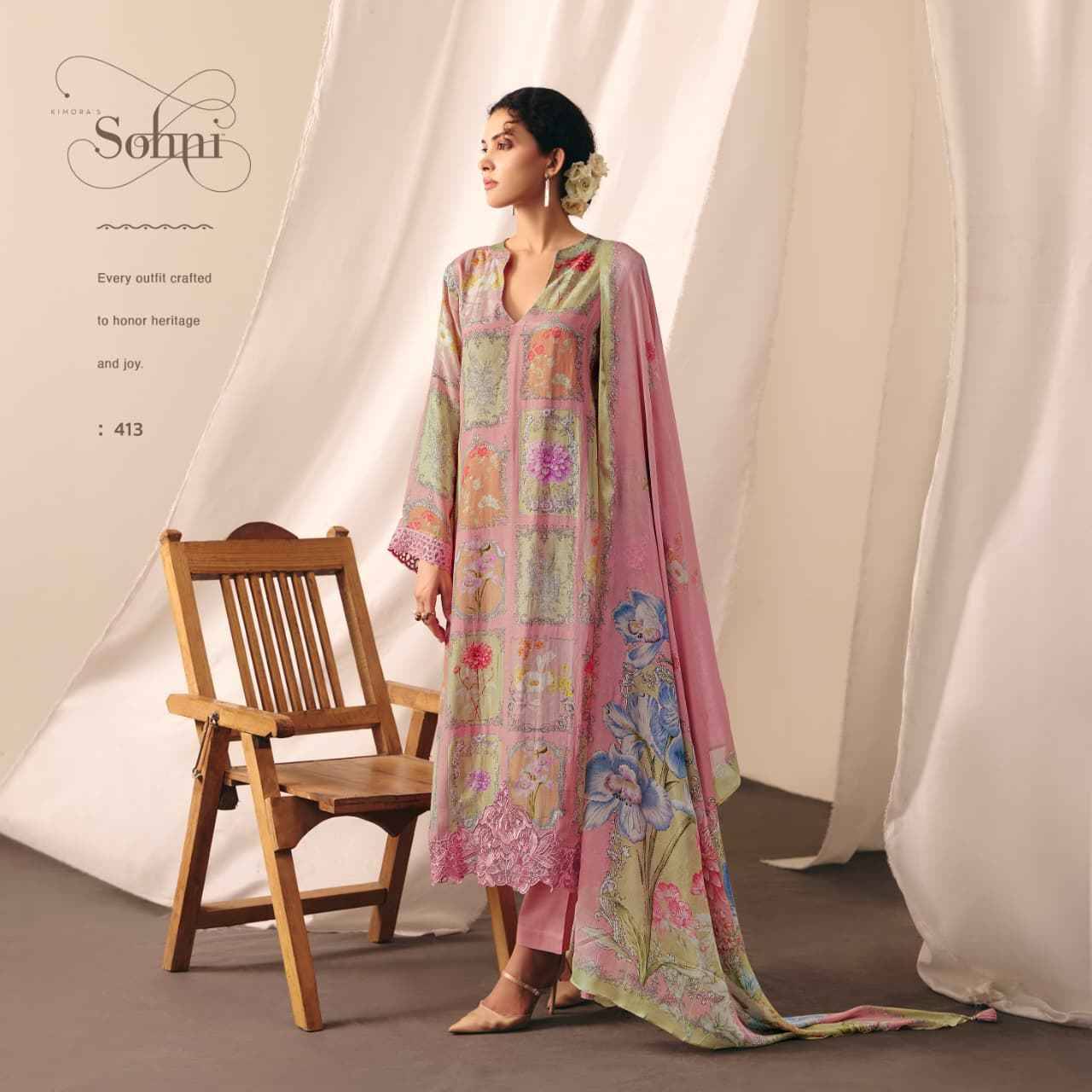 Dahlia By Sohni 411 To 414 Series Beautiful Suits Colorful Stylish Fancy Casual Wear & Ethnic Wear Pure Muslin Dresses At Wholesale Price