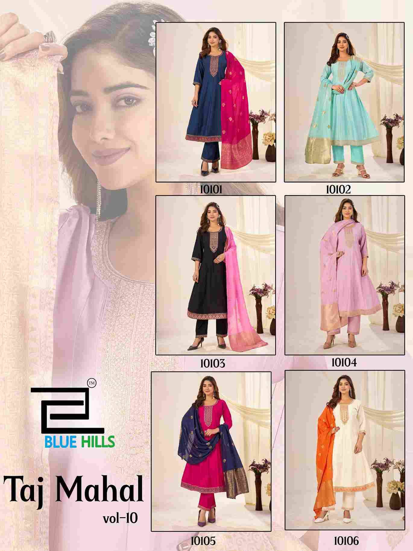 Taj Mahal Vol-10 By Blue Hills 10101 To 10106 Series Beautiful Stylish Festive Suits Fancy Colorful Casual Wear & Ethnic Wear & Ready To Wear Roman Silk Dresses At Wholesale Price