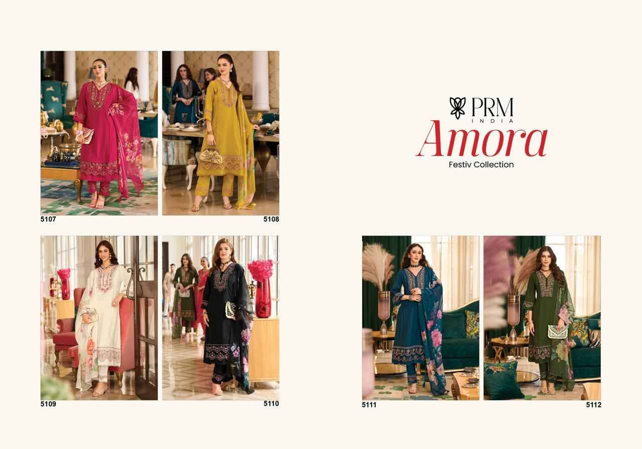 Amora By PRM Trendz 5107 To 5112 Series Beautiful Pakistani Suits Colorful Stylish Fancy Casual Wear & Ethnic Wear Roman Silk Dresses At Wholesale Price