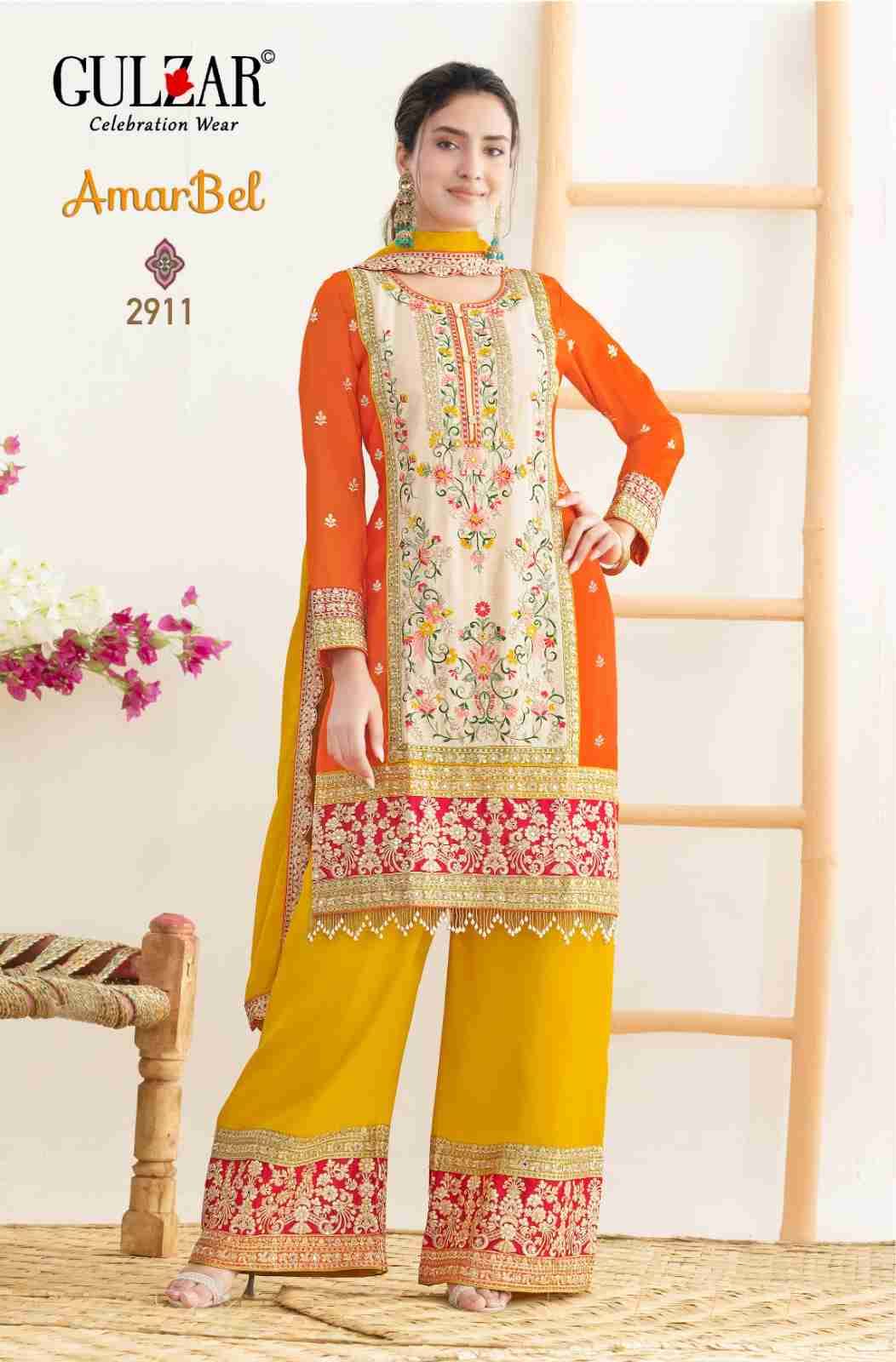 Amber Bel By Gulzar 2911 To 2912 Series Beautiful Festive Suits Colorful Stylish Fancy Casual Wear & Ethnic Wear Chinnon Dresses At Wholesale Price