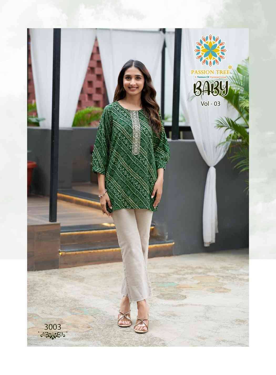 Baby Vol-3 By Passion Tree 3001 To 3010 Series Beautiful Stylish Fancy Colorful Casual Wear & Ethnic Wear Heavy Rayon Slub Tops At Wholesale Price
