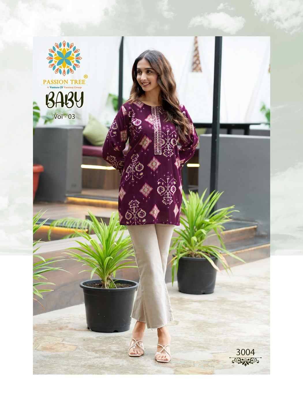 Baby Vol-3 By Passion Tree 3001 To 3010 Series Beautiful Stylish Fancy Colorful Casual Wear & Ethnic Wear Heavy Rayon Slub Tops At Wholesale Price