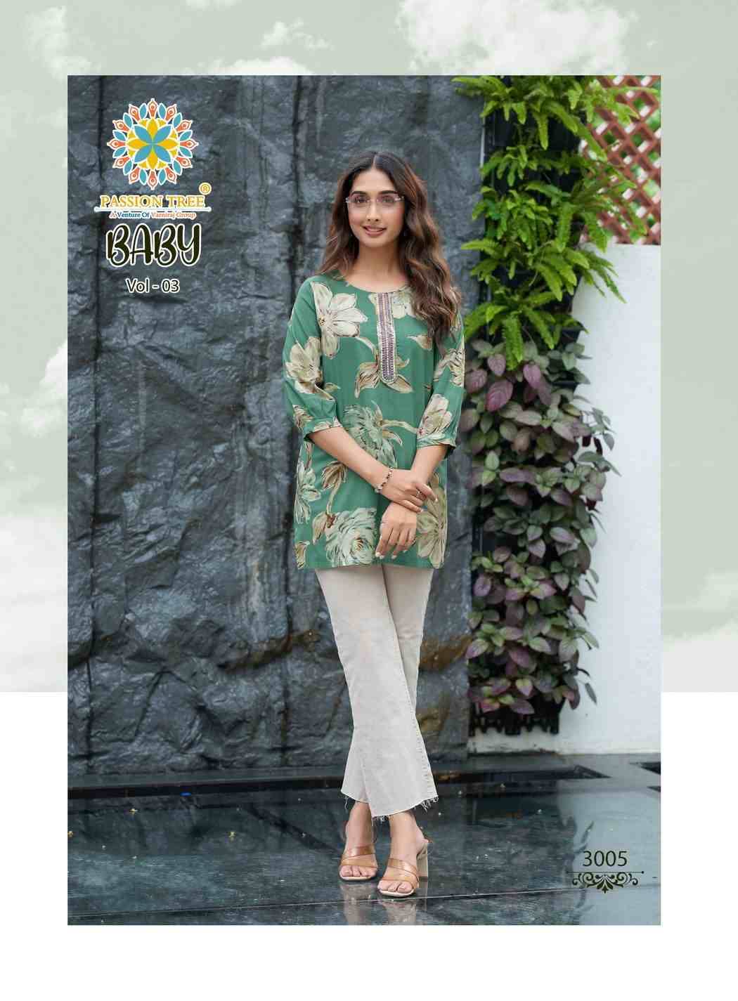 Baby Vol-3 By Passion Tree 3001 To 3010 Series Beautiful Stylish Fancy Colorful Casual Wear & Ethnic Wear Heavy Rayon Slub Tops At Wholesale Price