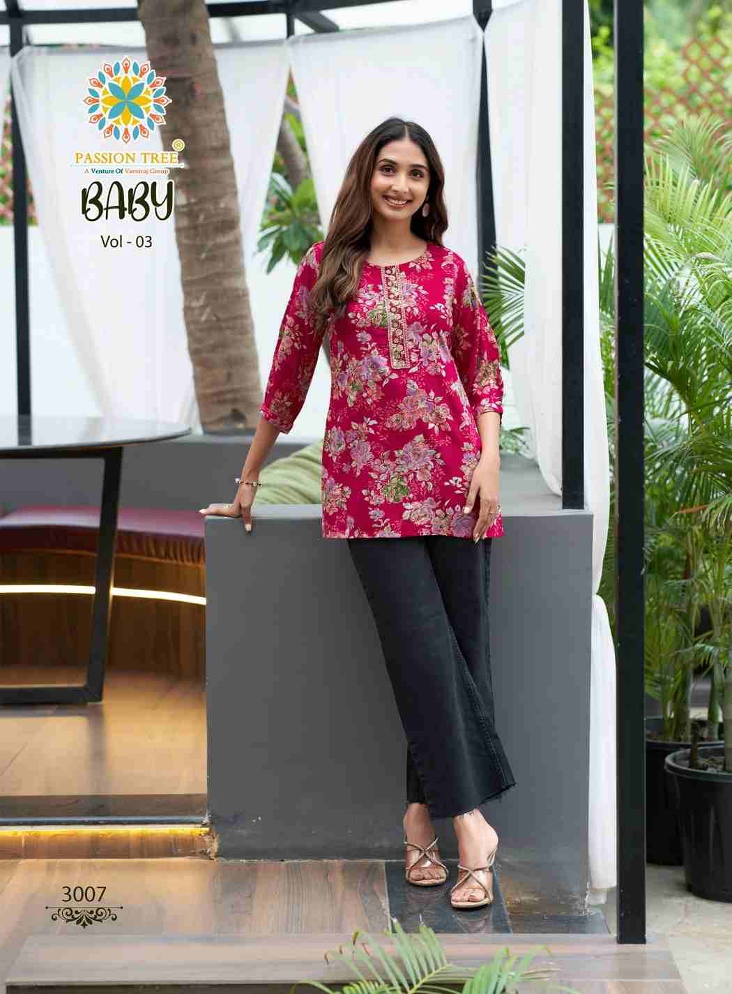 Baby Vol-3 By Passion Tree 3001 To 3010 Series Beautiful Stylish Fancy Colorful Casual Wear & Ethnic Wear Heavy Rayon Slub Tops At Wholesale Price