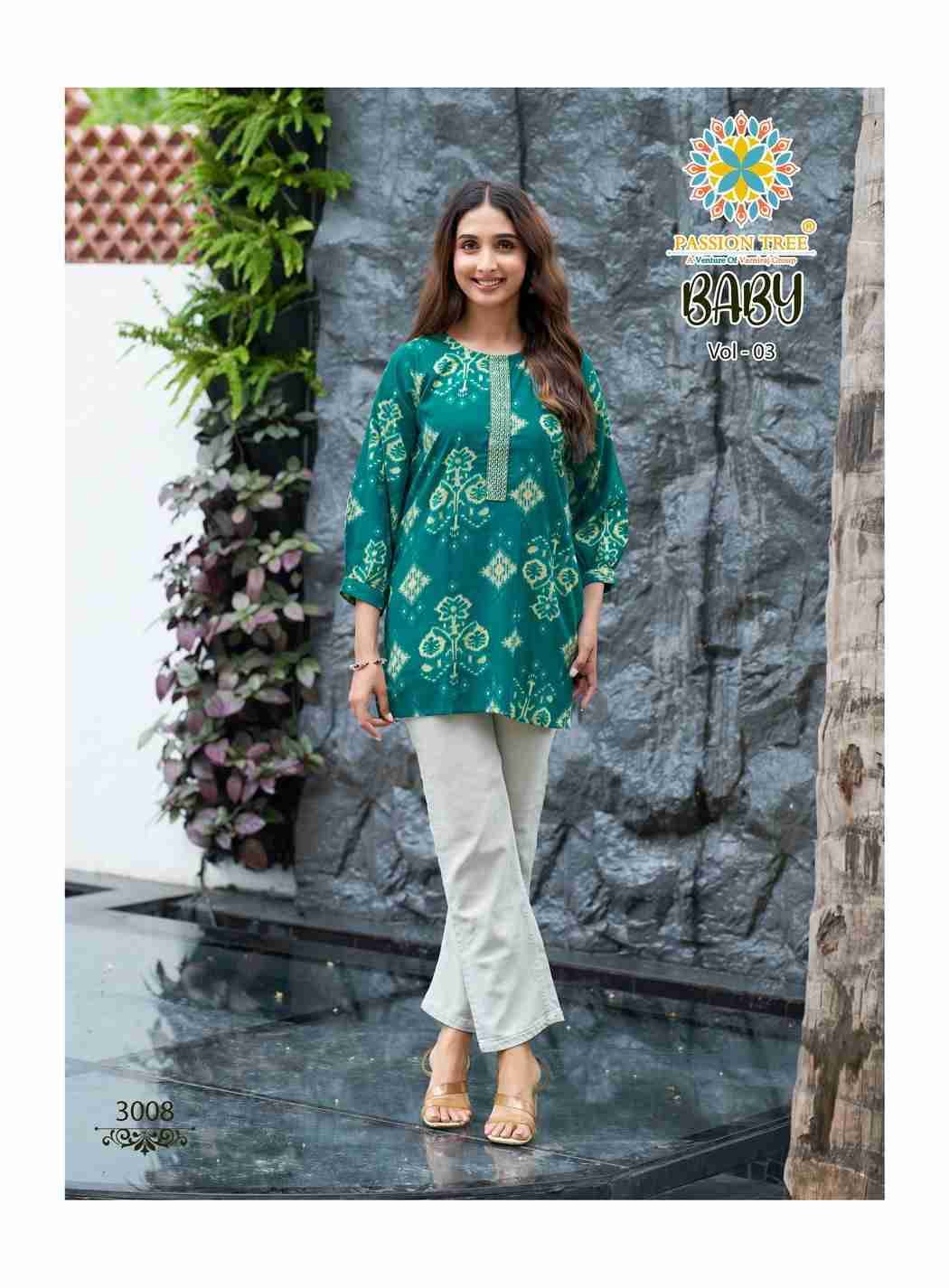 Baby Vol-3 By Passion Tree 3001 To 3010 Series Beautiful Stylish Fancy Colorful Casual Wear & Ethnic Wear Heavy Rayon Slub Tops At Wholesale Price