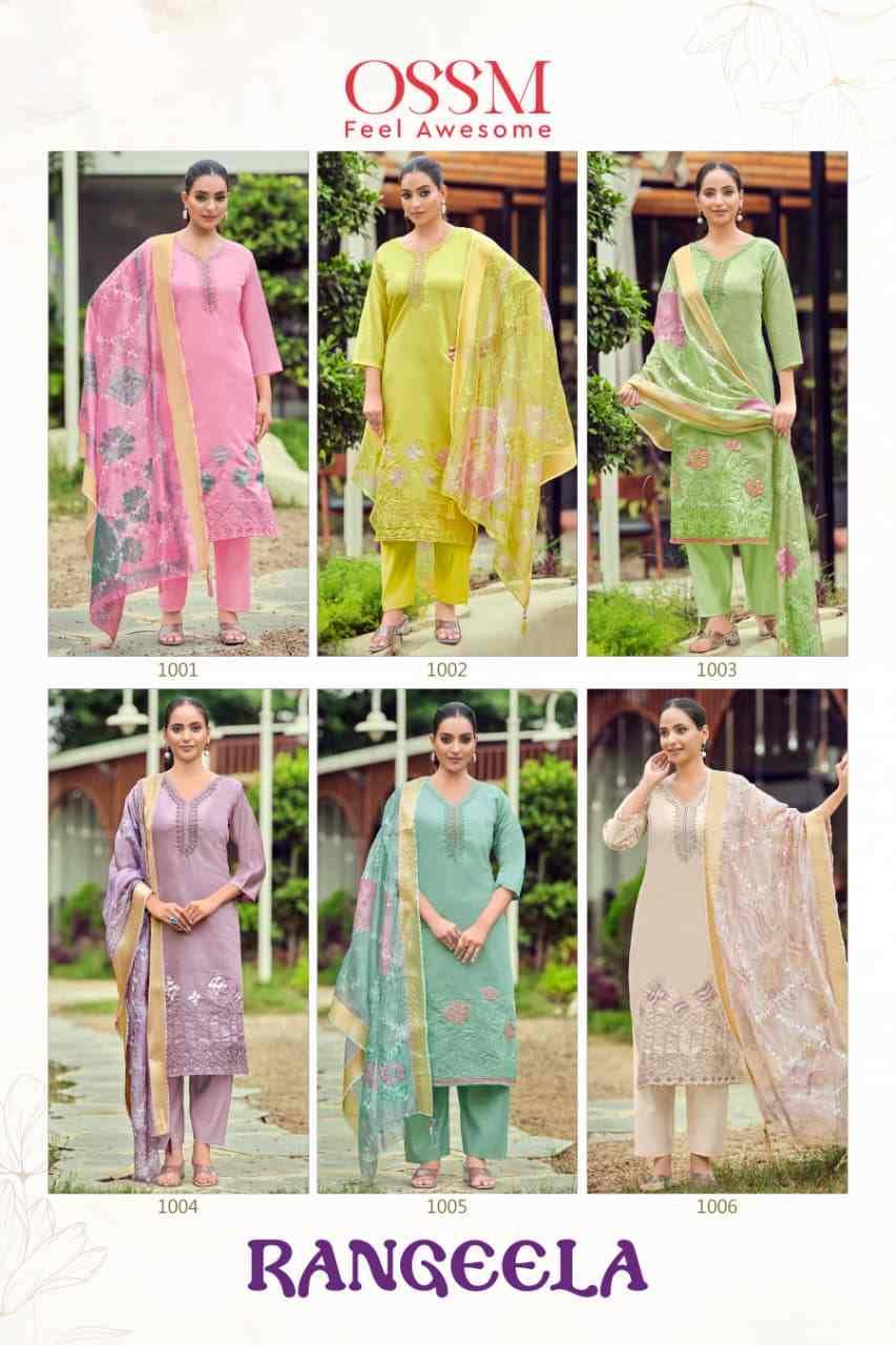 Rangeela By Ossm 1001 To 1006 Series Designer Festive Suits Beautiful Fancy Stylish Colorful Party Wear & Occasional Wear Viscose Silk Embroidered Dresses At Wholesale Price