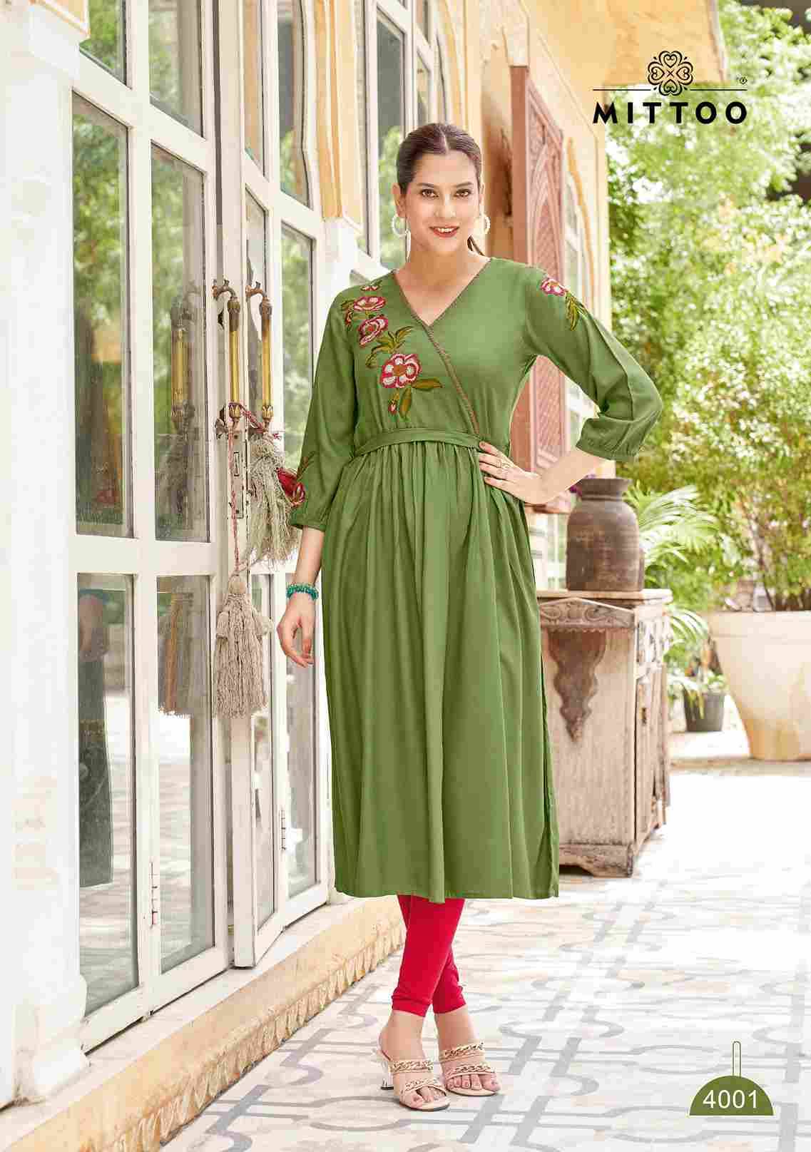 Nora By Mittoo 4001 To 4006 Series Designer Stylish Fancy Colorful Beautiful Party Wear & Ethnic Wear Collection Rayon Kurtis At Wholesale Price