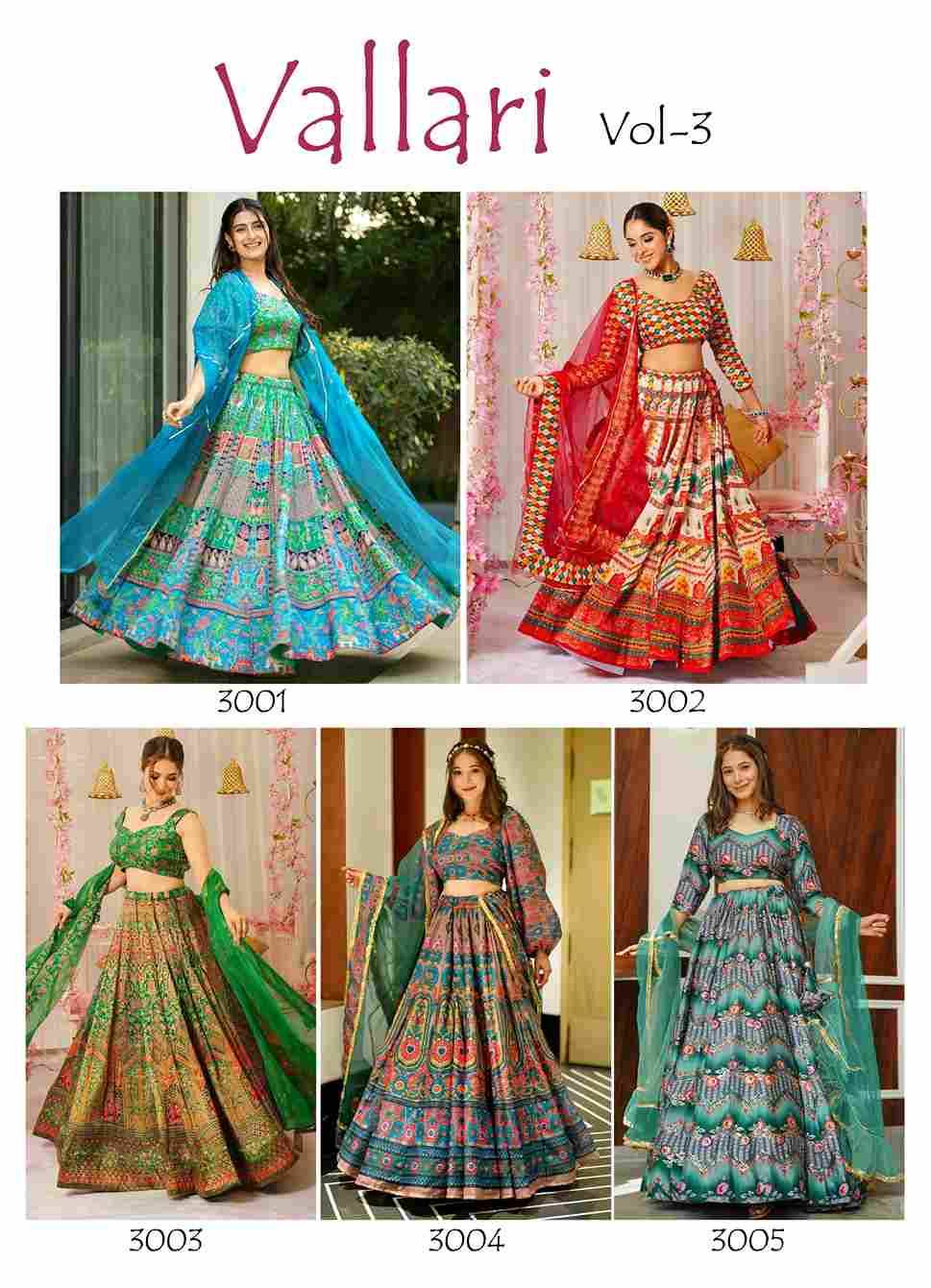 Vallari Vol-3 By Fashid Wholesale 3001 To 3005 Series Designer Beautiful Collection Occasional Wear & Party Wear Silk Lehengas At Wholesale Price