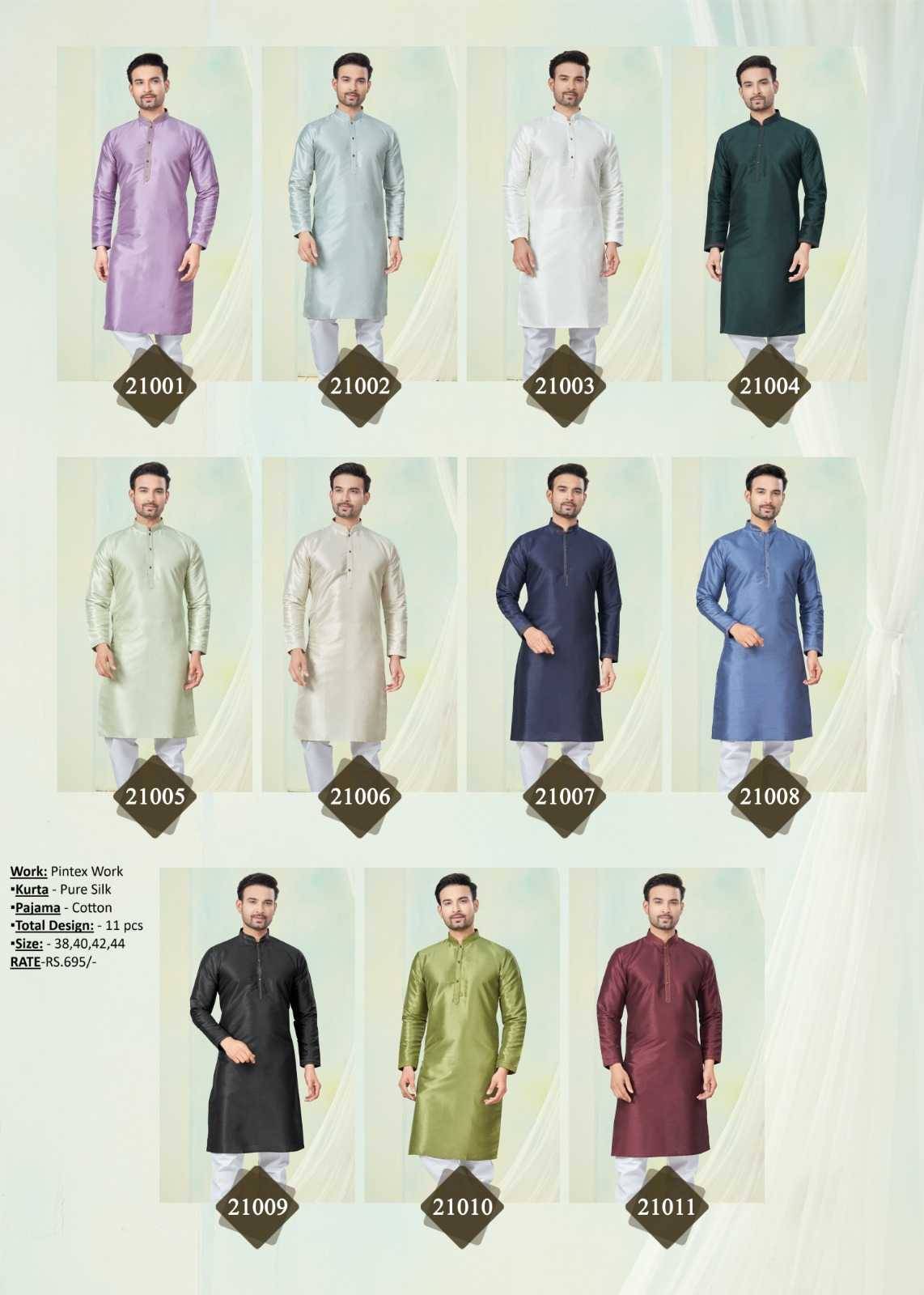 Wedding Collection Vol-21 By Outluk 21001 To 21011 Series Beautiful Colorful Stylish Fancy Casual Wear & Ethnic Wear & Ready To Wear Pure Silk Kurtas With Pajamas At Wholesale Price