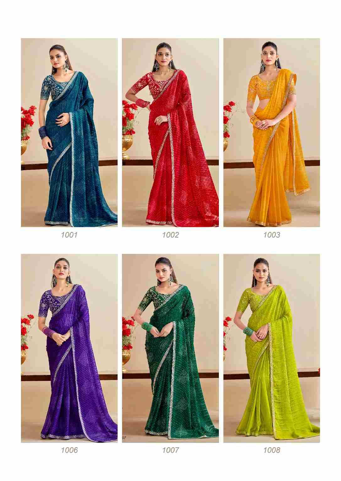 Baandhniya By Stavan 1001 To 1010 Series Indian Traditional Wear Collection Beautiful Stylish Fancy Colorful Party Wear & Occasional Wear Georgette Sarees At Wholesale Price