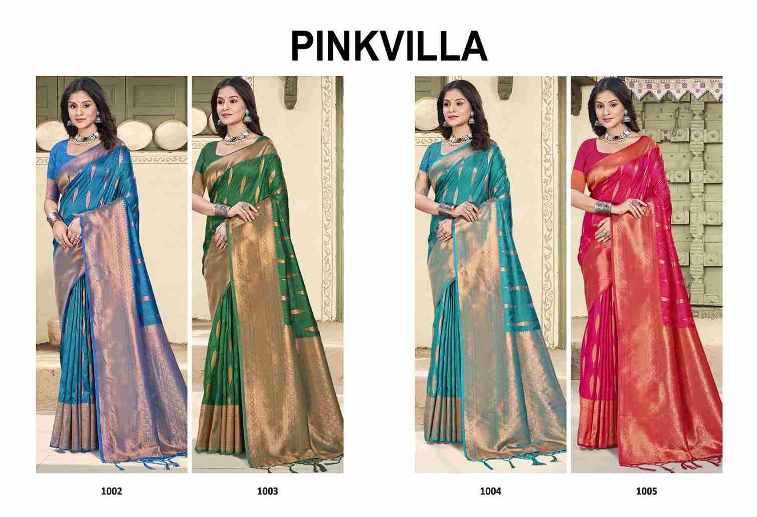 Pinkvilla By Fashid Wholesale 1001 To 1004 Series Indian Traditional Wear Collection Beautiful Stylish Fancy Colorful Party Wear & Occasional Wear Silk Sarees At Wholesale Price