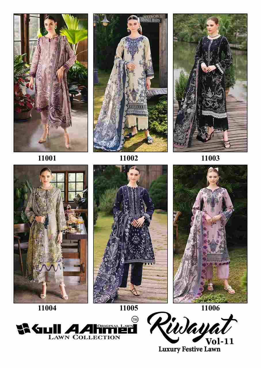 Riwayat Vol-11 By Gull Aahmed 11001 To 11006 Series Beautiful Festive Suits Stylish Fancy Colorful Casual Wear & Ethnic Wear Pure Lawn Embroidered Dresses At Wholesale Price