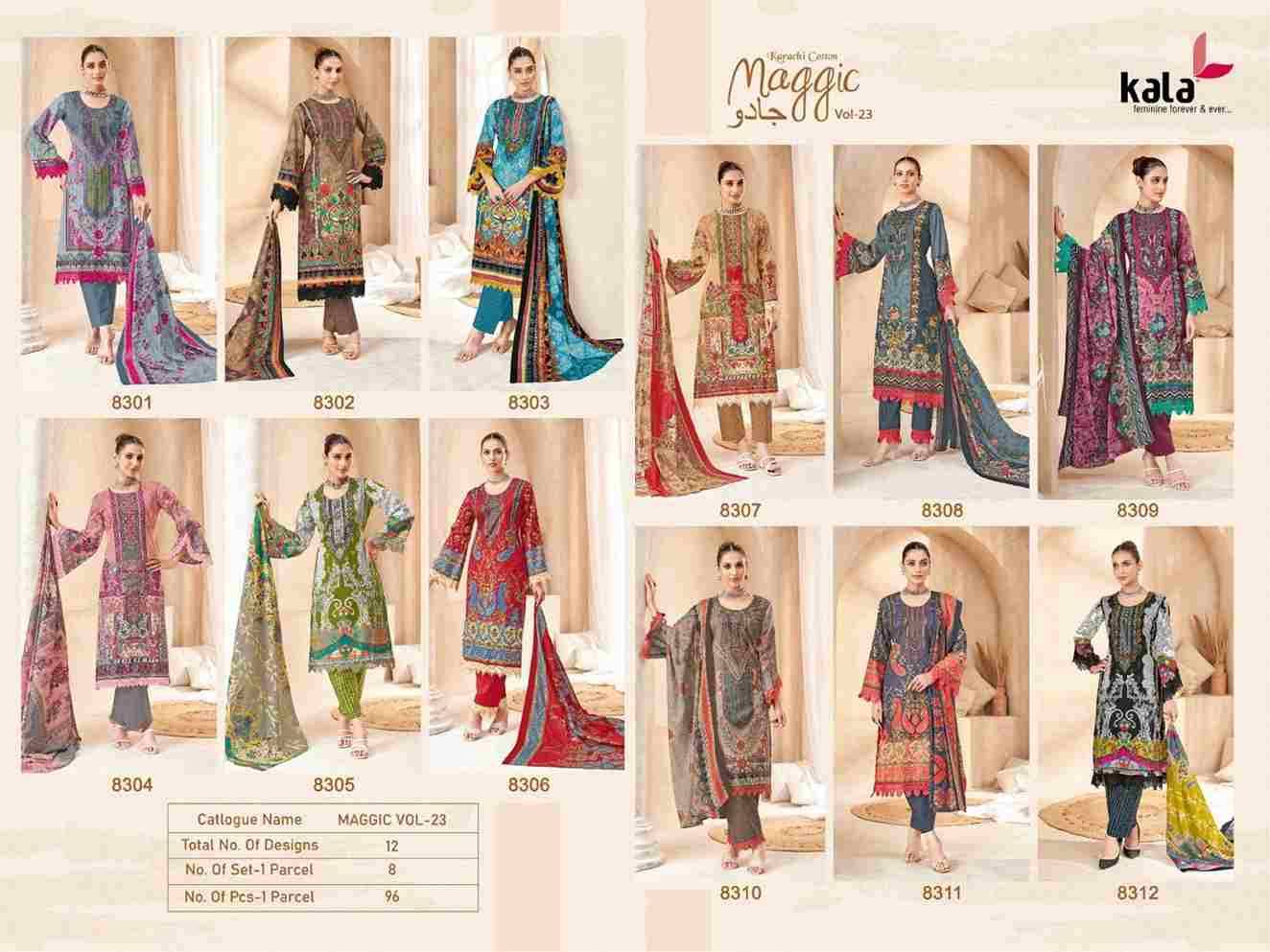 Maggic Vol-23 By Kala 8301 To 8312 Series Beautiful Festive Suits Colorful Stylish Fancy Casual Wear & Ethnic Wear Pure Cotton Print Dresses At Wholesale Price