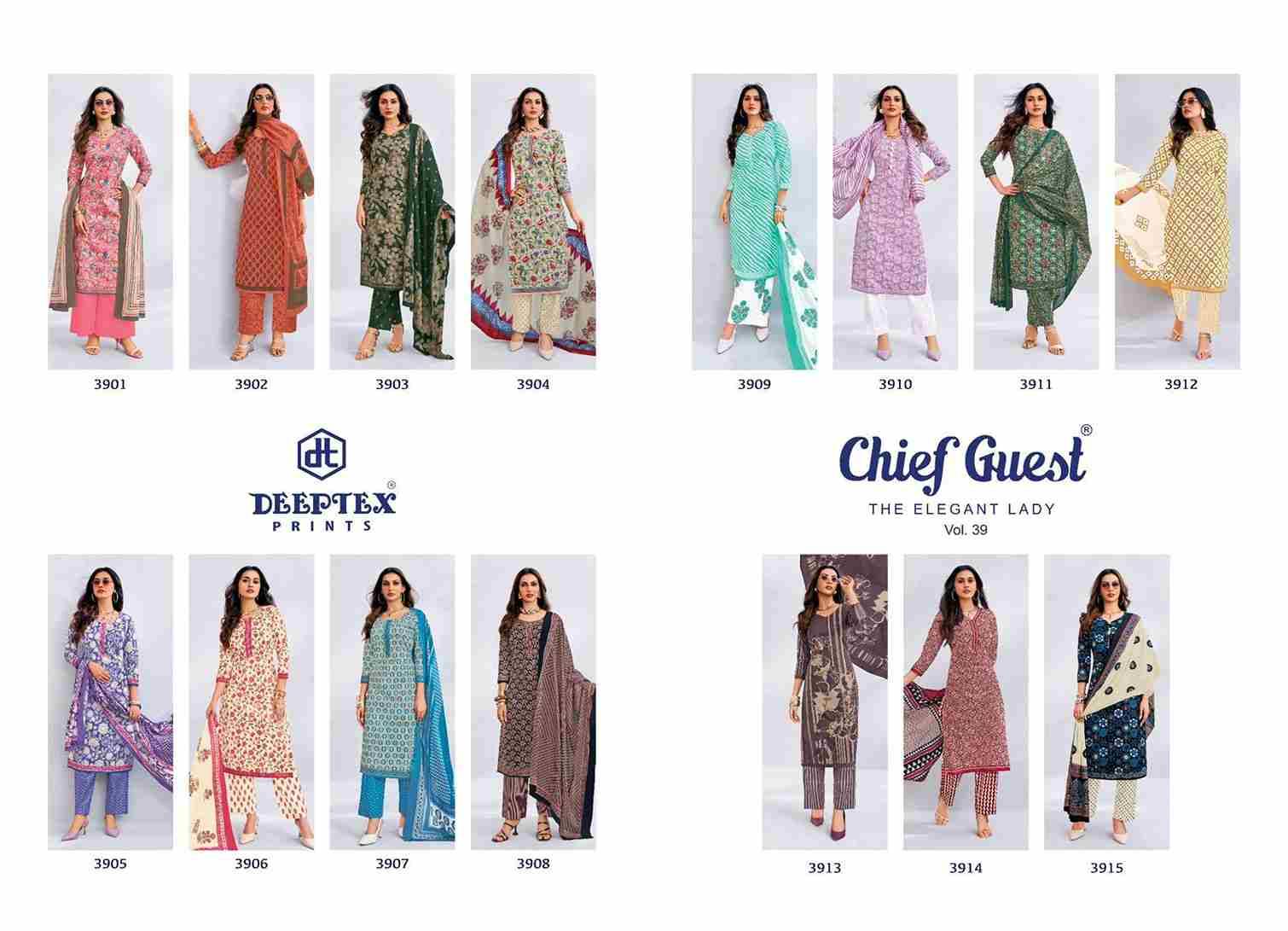 Chief Guest Vol-39 By Deeptex Prints 3901 To 3915 Series Beautiful Suits Colorful Stylish Fancy Casual Wear & Ethnic Wear Cotton Print Dresses At Wholesale Price