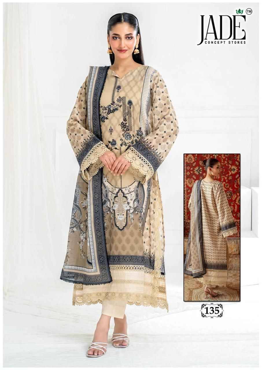 Chevron Vol-14 By Jade 131 To 136 Series Beautiful Festive Suits Colorful Stylish Fancy Casual Wear & Ethnic Wear Pure Lawn Cotton Embroidered Dresses At Wholesale Price