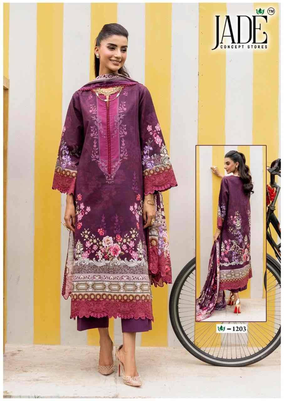 Crimson Exclusive Collection Vol-12 By Jade 1201 To 1206 Series Beautiful Suits Stylish Colorful Fancy Casual Wear & Ethnic Wear Pure Heavy Lawn Print Dresses At Wholesale Price