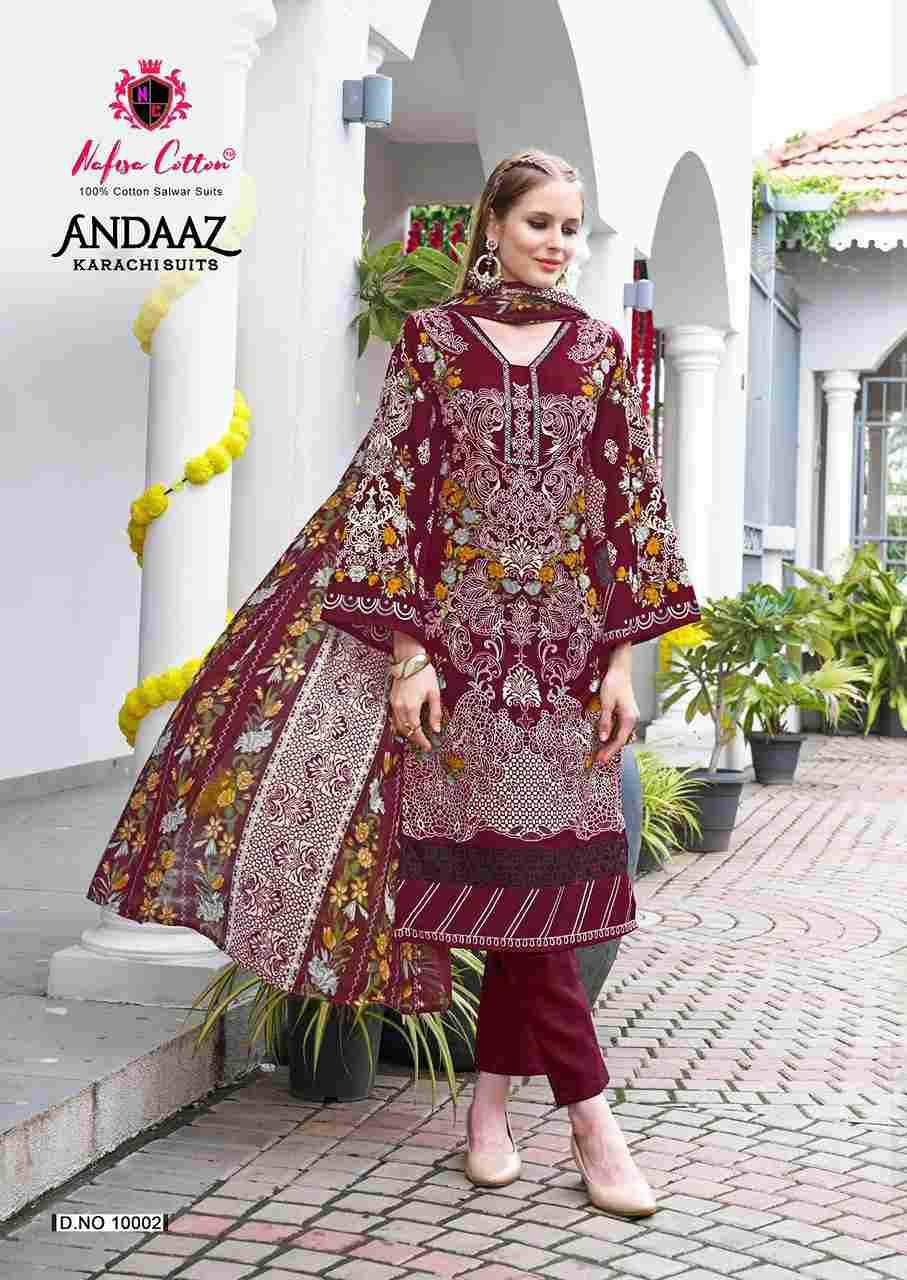 Andaaz Vol-10 By Nafisa Cotton 10001 To 10006 Series Beautiful Festive Suits Stylish Fancy Colorful Casual Wear & Ethnic Wear Soft Cotton Digital Print Dresses At Wholesale Price