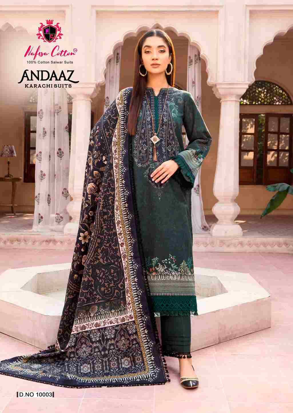 Andaaz Vol-10 By Nafisa Cotton 10001 To 10006 Series Beautiful Festive Suits Stylish Fancy Colorful Casual Wear & Ethnic Wear Soft Cotton Digital Print Dresses At Wholesale Price