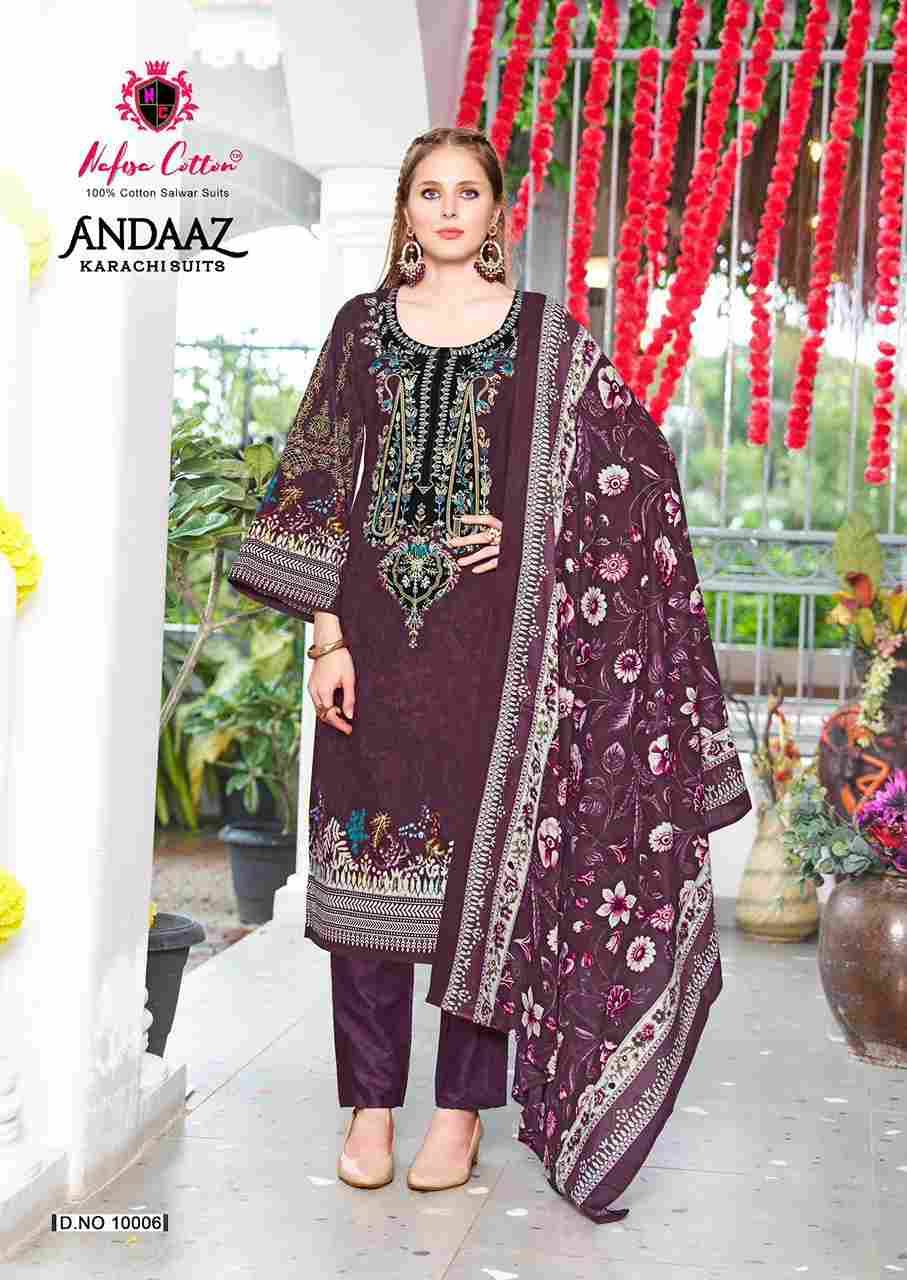 Andaaz Vol-10 By Nafisa Cotton 10001 To 10006 Series Beautiful Festive Suits Stylish Fancy Colorful Casual Wear & Ethnic Wear Soft Cotton Digital Print Dresses At Wholesale Price