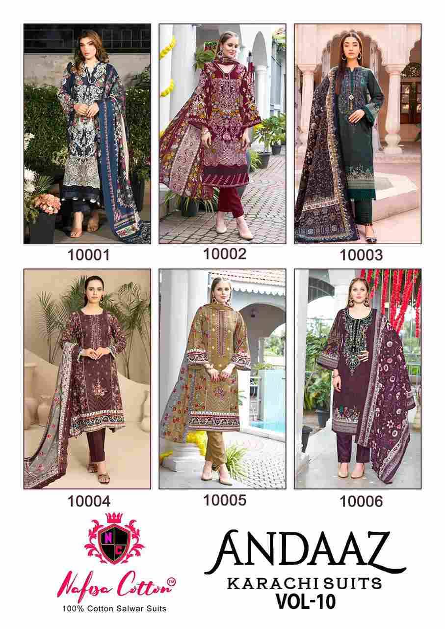 Andaaz Vol-10 By Nafisa Cotton 10001 To 10006 Series Beautiful Festive Suits Stylish Fancy Colorful Casual Wear & Ethnic Wear Soft Cotton Digital Print Dresses At Wholesale Price