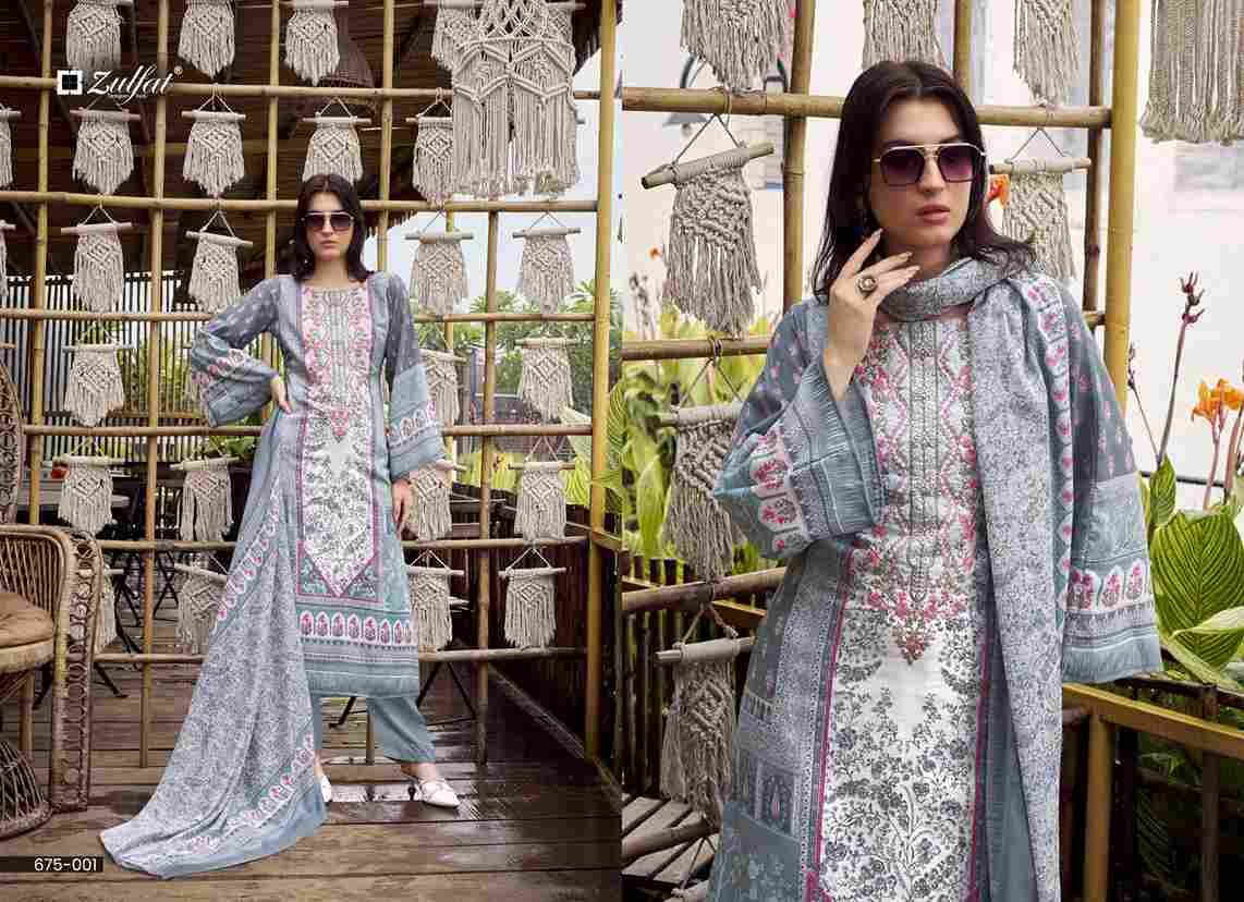 Sana Safina By Zulfat 675-001 To 675-006 Series Beautiful Festive Suits Stylish Fancy Colorful Casual Wear & Ethnic Wear Pure Cotton Print Dresses At Wholesale Price