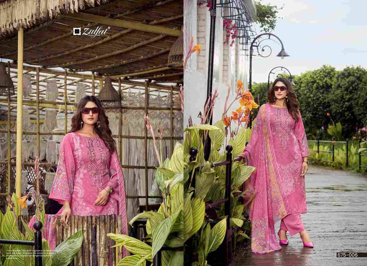 Sana Safina By Zulfat 675-001 To 675-006 Series Beautiful Festive Suits Stylish Fancy Colorful Casual Wear & Ethnic Wear Pure Cotton Print Dresses At Wholesale Price