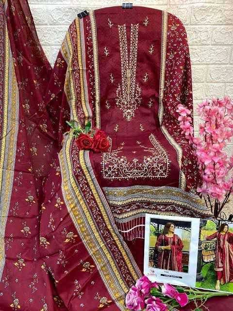 Aasha 1102 Colours By Aasha Designer 1102-A To 1102-C Series Pakistani Suits Beautiful Fancy Colorful Stylish Party Wear & Occasional Wear Pure Cotton Embroidery Dresses At Wholesale Price