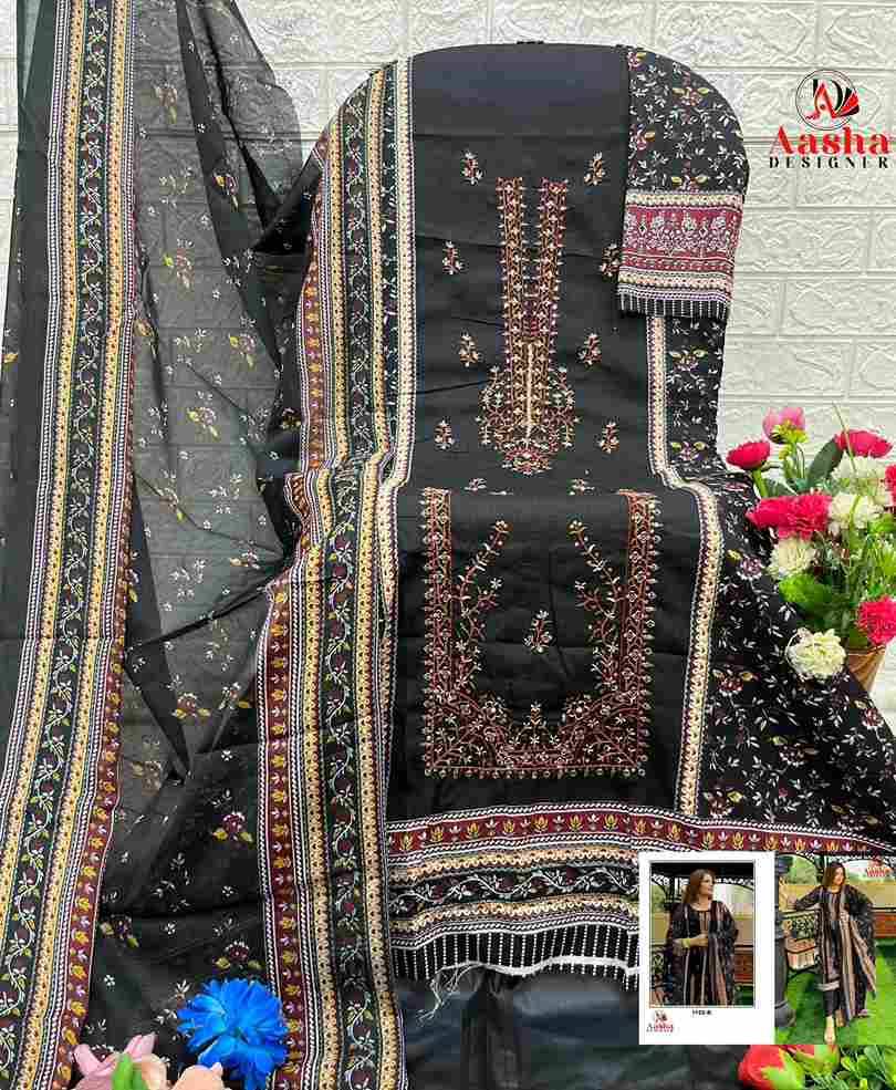 Aasha 1102 Colours By Aasha Designer 1102-A To 1102-C Series Pakistani Suits Beautiful Fancy Colorful Stylish Party Wear & Occasional Wear Pure Cotton Embroidery Dresses At Wholesale Price