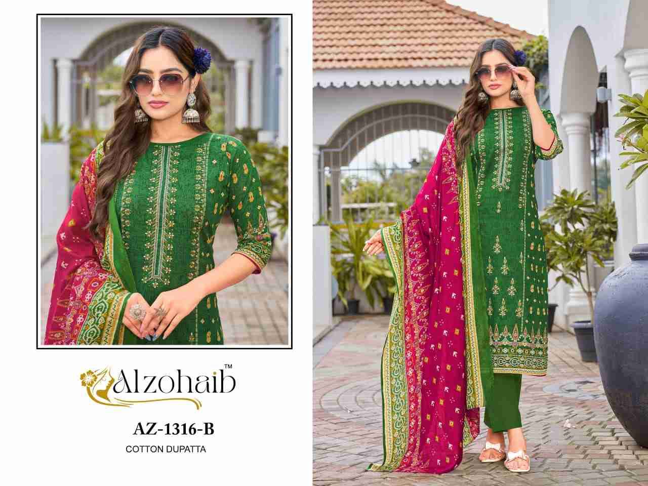 Lamhay Vol-1 By Alzohaib 1316-A To 1317-B Series Beautiful Pakistani Suits Stylish Fancy Colorful Party Wear & Occasional Wear Pure Cotton Print Dresses At Wholesale Price