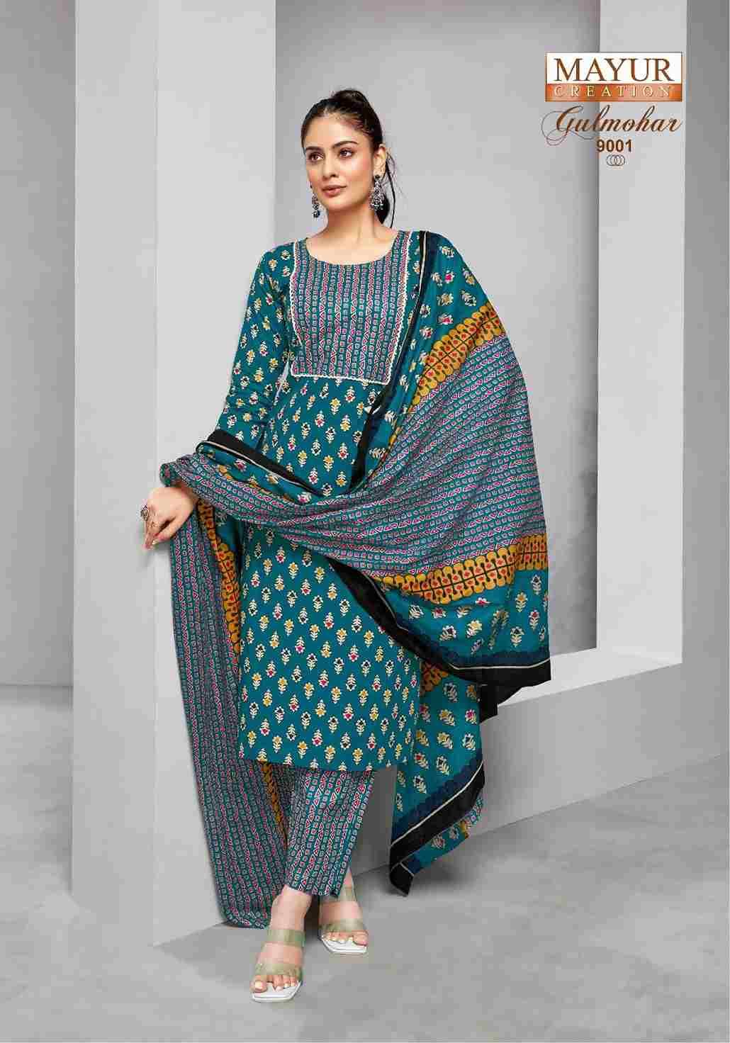 Gulmohar Vol-9 By Mayur Creation 9001 To 9010 Series Beautiful Festive Suits Colorful Stylish Fancy Casual Wear & Ethnic Wear Pure Cotton Print Dresses At Wholesale Price