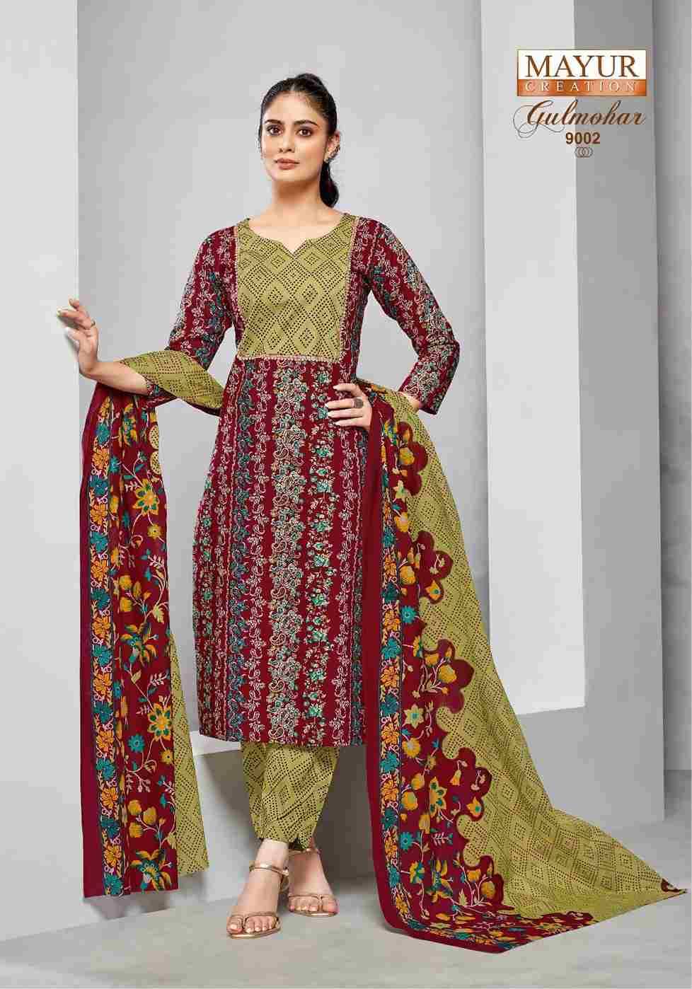 Gulmohar Vol-9 By Mayur Creation 9001 To 9010 Series Beautiful Festive Suits Colorful Stylish Fancy Casual Wear & Ethnic Wear Pure Cotton Print Dresses At Wholesale Price