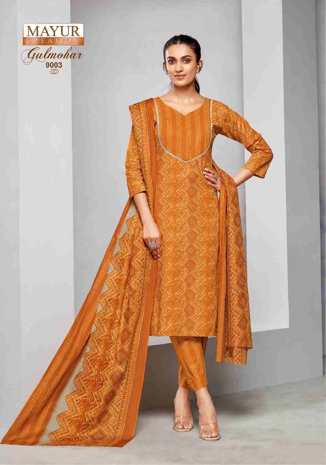 Gulmohar Vol-9 By Mayur Creation 9001 To 9010 Series Beautiful Festive Suits Colorful Stylish Fancy Casual Wear & Ethnic Wear Pure Cotton Print Dresses At Wholesale Price