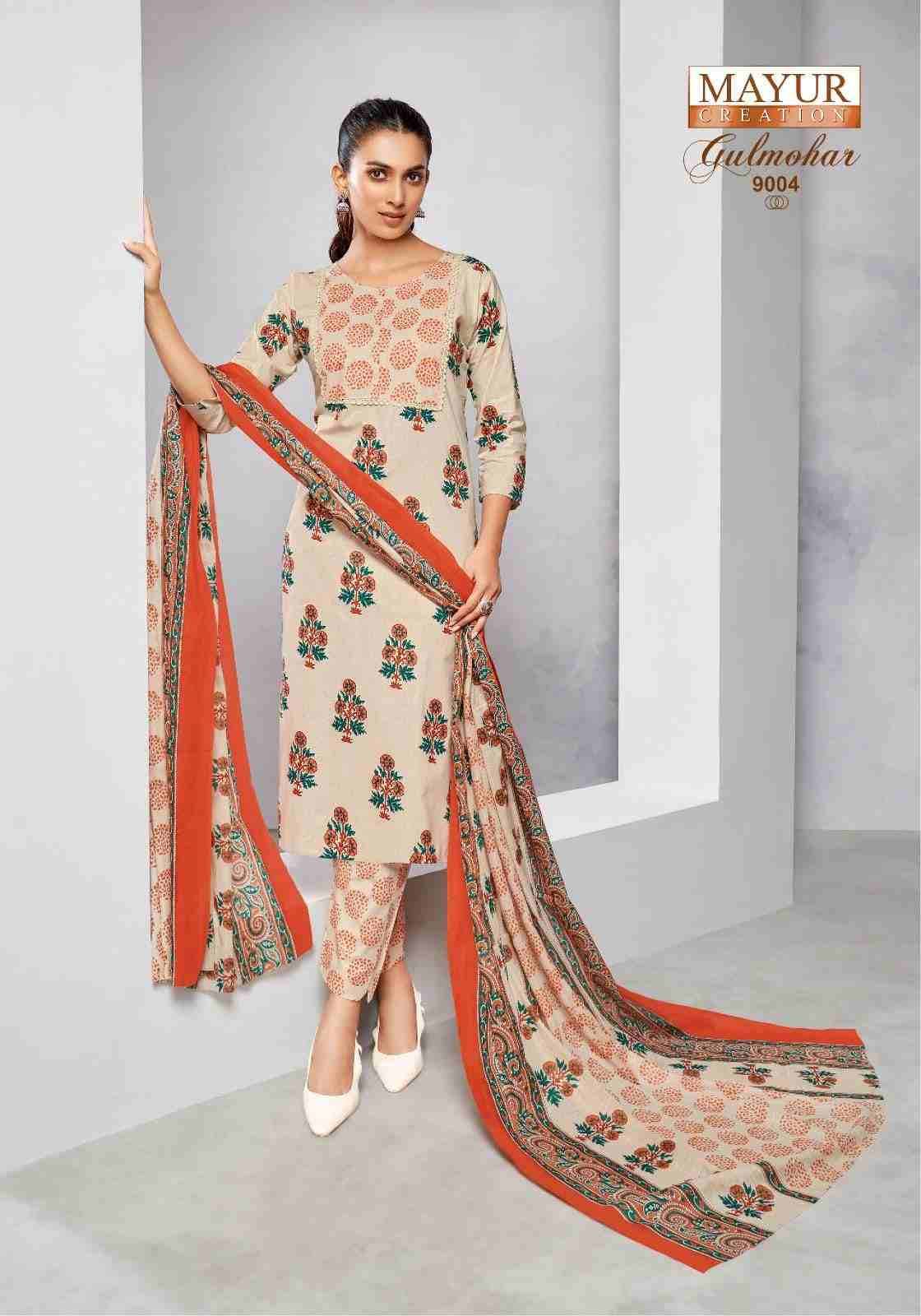 Gulmohar Vol-9 By Mayur Creation 9001 To 9010 Series Beautiful Festive Suits Colorful Stylish Fancy Casual Wear & Ethnic Wear Pure Cotton Print Dresses At Wholesale Price