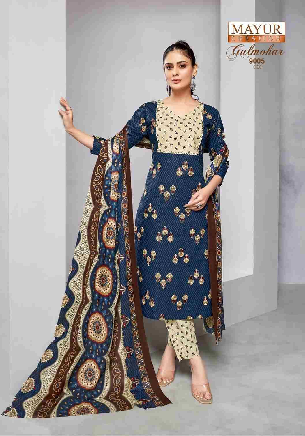 Gulmohar Vol-9 By Mayur Creation 9001 To 9010 Series Beautiful Festive Suits Colorful Stylish Fancy Casual Wear & Ethnic Wear Pure Cotton Print Dresses At Wholesale Price