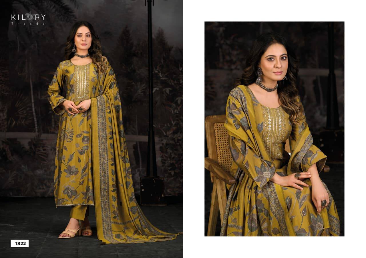 Oddny Vol-2 By Kilory 1821 To 1826 Series Beautiful Festive Suits Colorful Stylish Fancy Casual Wear & Ethnic Wear Pure Muslin Silk Dresses At Wholesale Price
