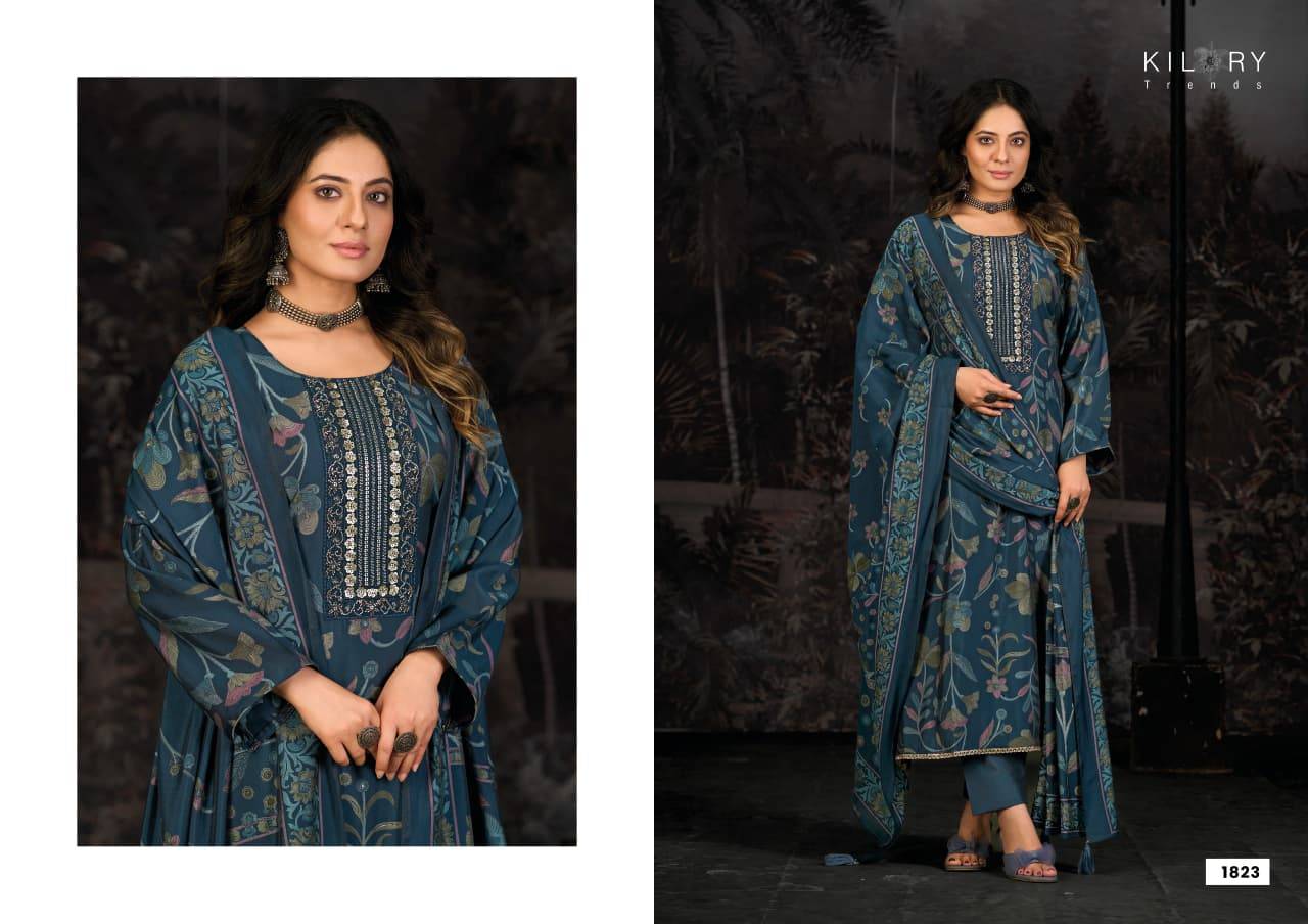Oddny Vol-2 By Kilory 1821 To 1826 Series Beautiful Festive Suits Colorful Stylish Fancy Casual Wear & Ethnic Wear Pure Muslin Silk Dresses At Wholesale Price