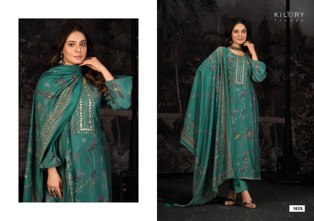 Oddny Vol-2 By Kilory 1821 To 1826 Series Beautiful Festive Suits Colorful Stylish Fancy Casual Wear & Ethnic Wear Pure Muslin Silk Dresses At Wholesale Price