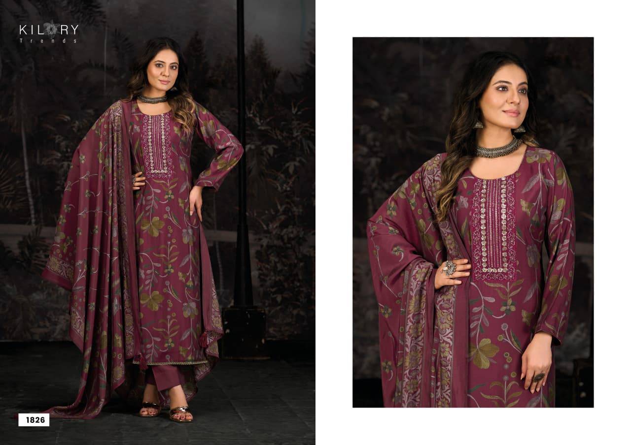 Oddny Vol-2 By Kilory 1821 To 1826 Series Beautiful Festive Suits Colorful Stylish Fancy Casual Wear & Ethnic Wear Pure Muslin Silk Dresses At Wholesale Price
