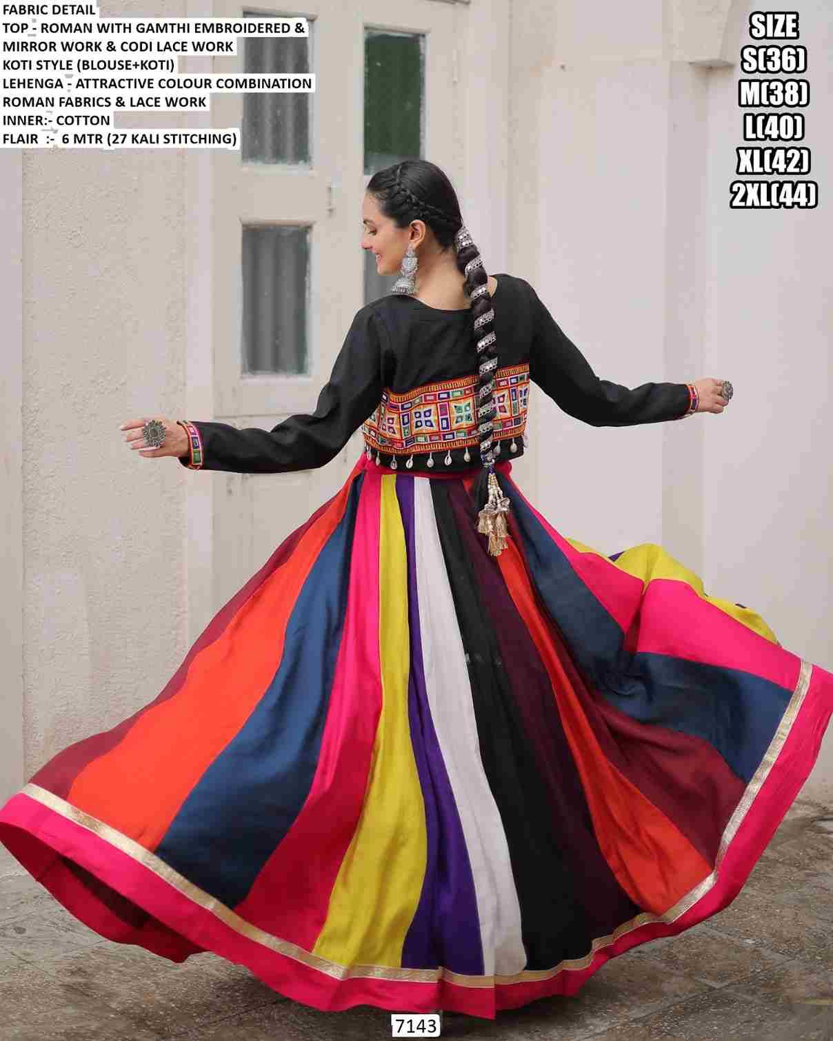 7143 By Fashid Wholesale Designer Beautiful Navratri Collection Occasional Wear & Party Wear Roman Crop Top With Bottom At Wholesale Price