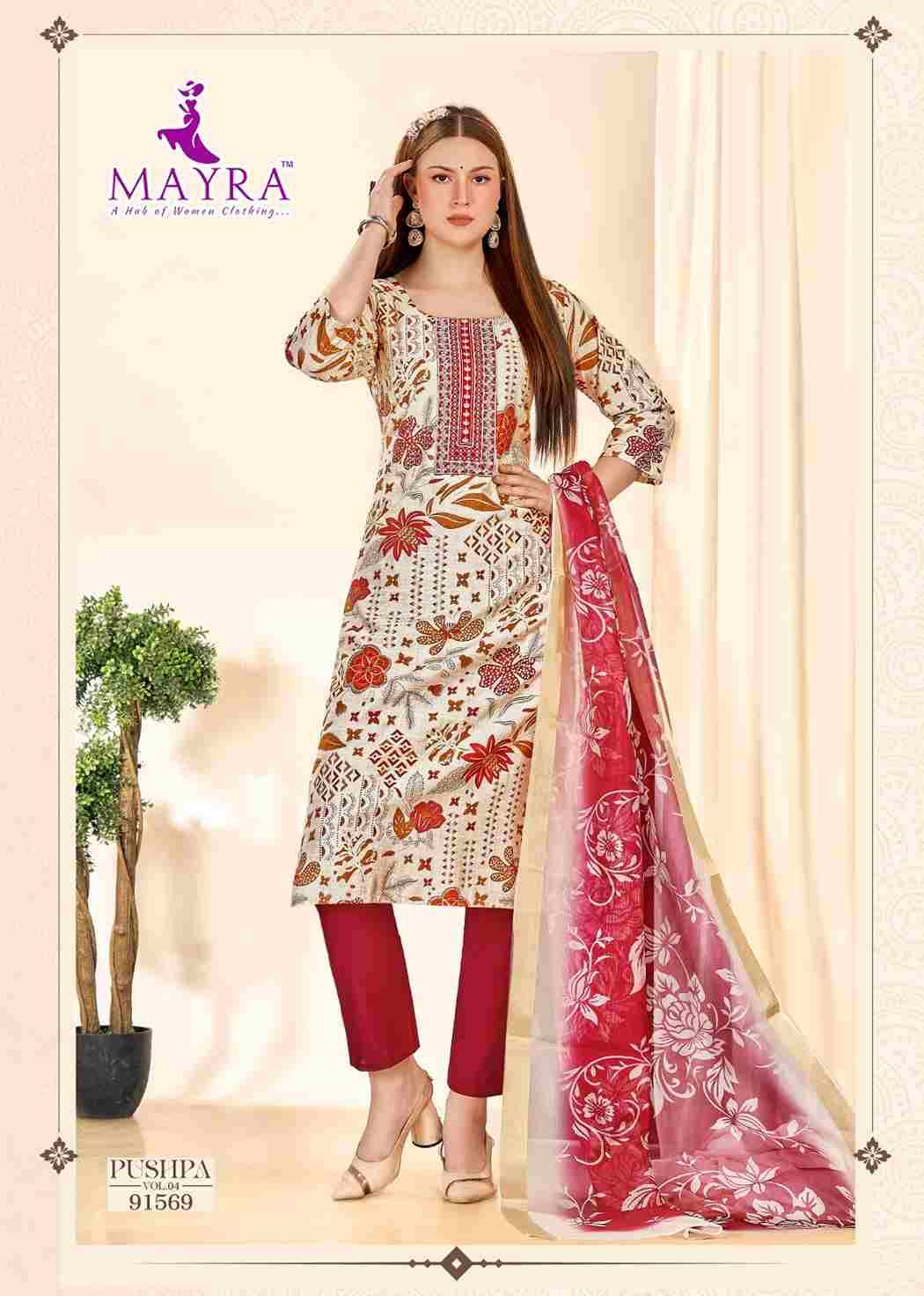 Pushpa Vol-4 By Mayra 91565 To 91572 Series Beautiful Stylish Festive Suits Fancy Colorful Casual Wear & Ethnic Wear & Ready To Wear Vertican Print Dresses At Wholesale Price