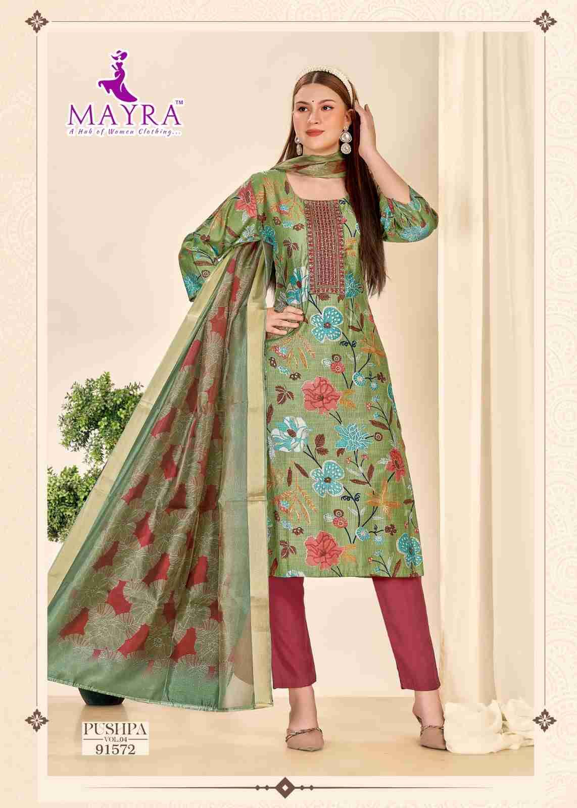 Pushpa Vol-4 By Mayra 91565 To 91572 Series Beautiful Stylish Festive Suits Fancy Colorful Casual Wear & Ethnic Wear & Ready To Wear Vertican Print Dresses At Wholesale Price