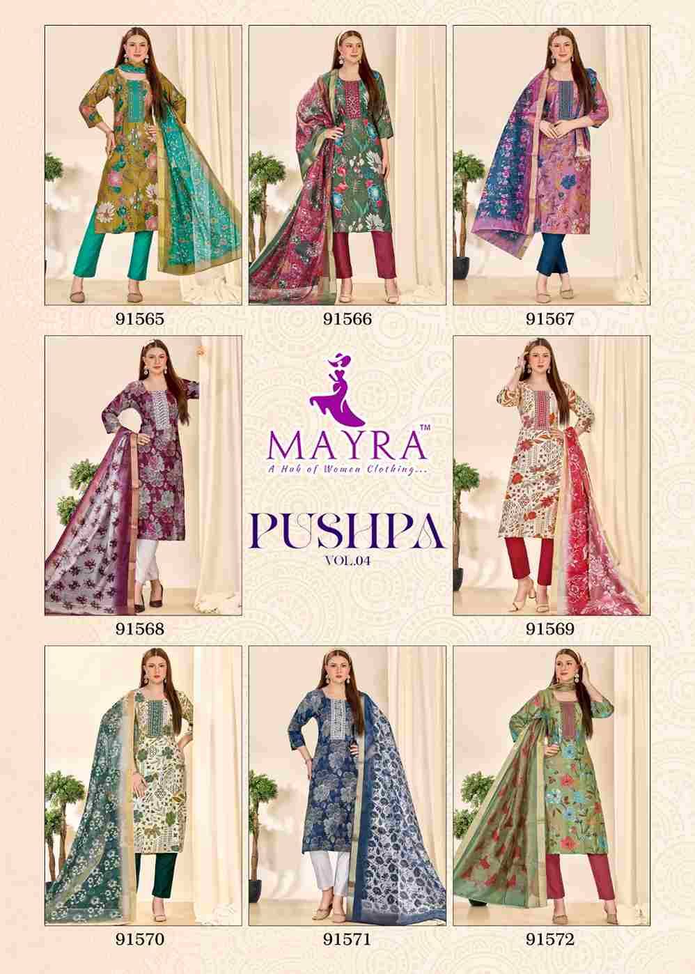 Pushpa Vol-4 By Mayra 91565 To 91572 Series Beautiful Stylish Festive Suits Fancy Colorful Casual Wear & Ethnic Wear & Ready To Wear Vertican Print Dresses At Wholesale Price