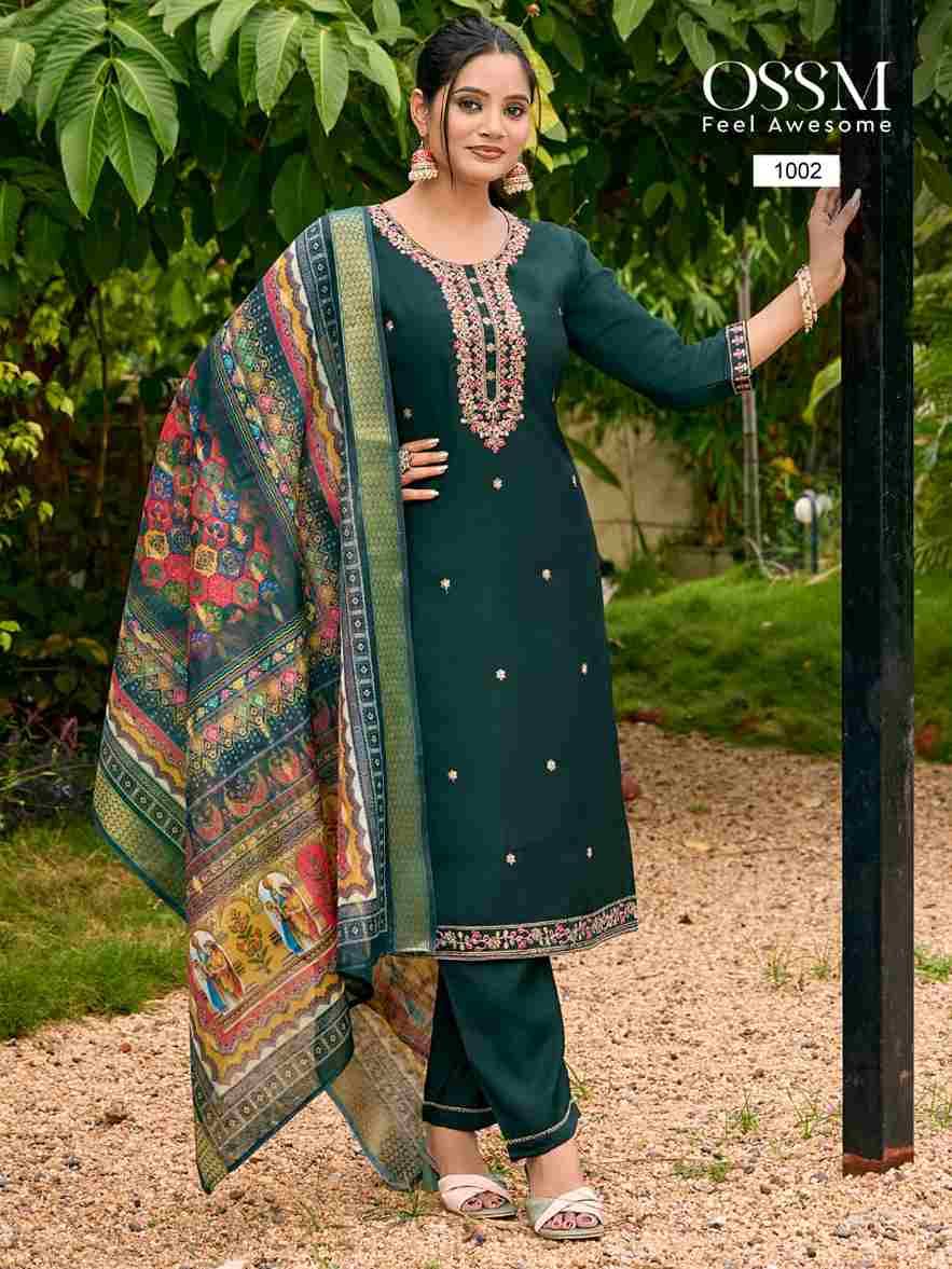 Pihu By Ossm 1001 To 1006 Series Designer Festive Suits Beautiful Fancy Stylish Colorful Party Wear & Occasional Wear Viscose Silk Embroidered Dresses At Wholesale Price